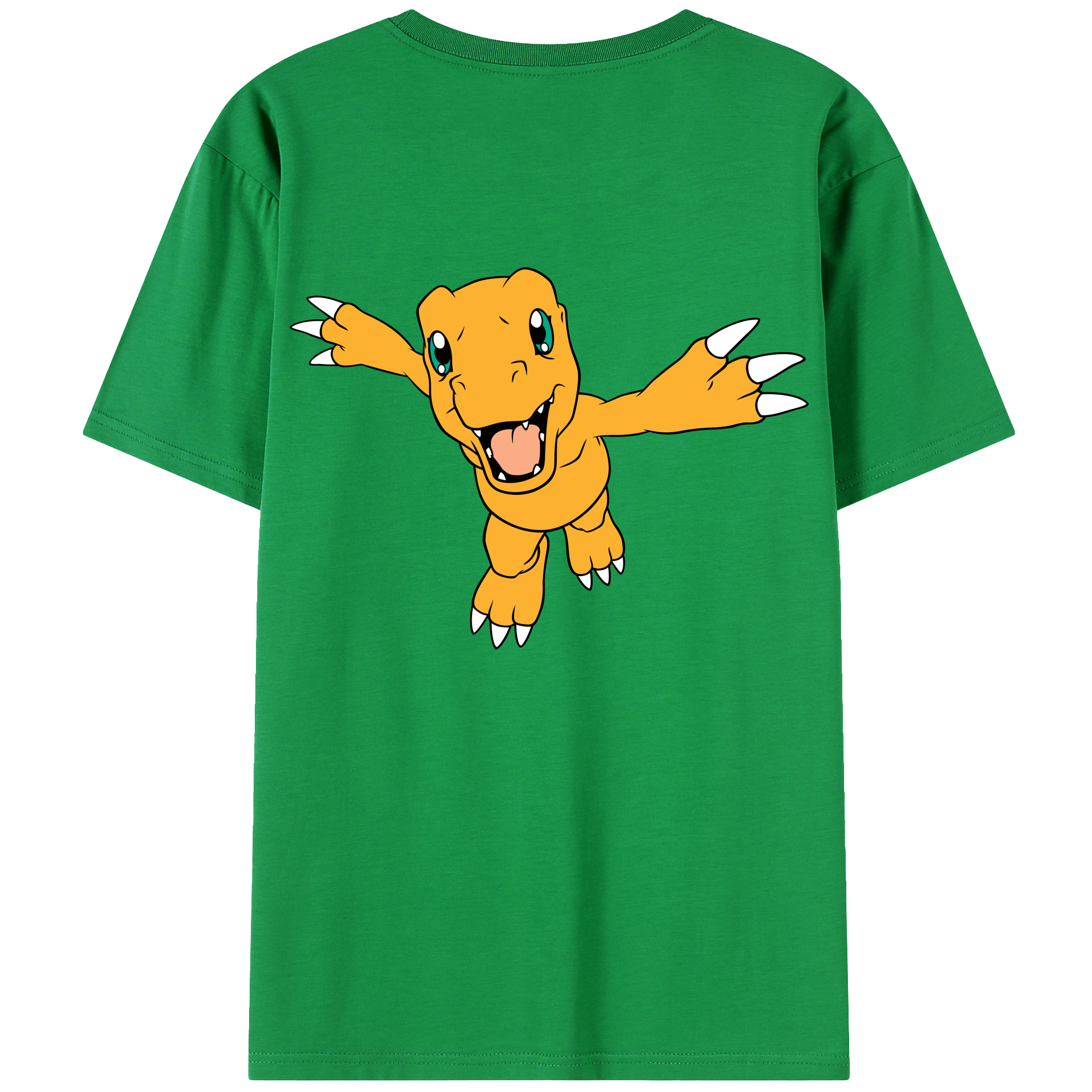 （画像用） Digimon デジタルモンスター/デジモン 綿100％ メンズ半袖Tシャツ（バックプリント） 通気性