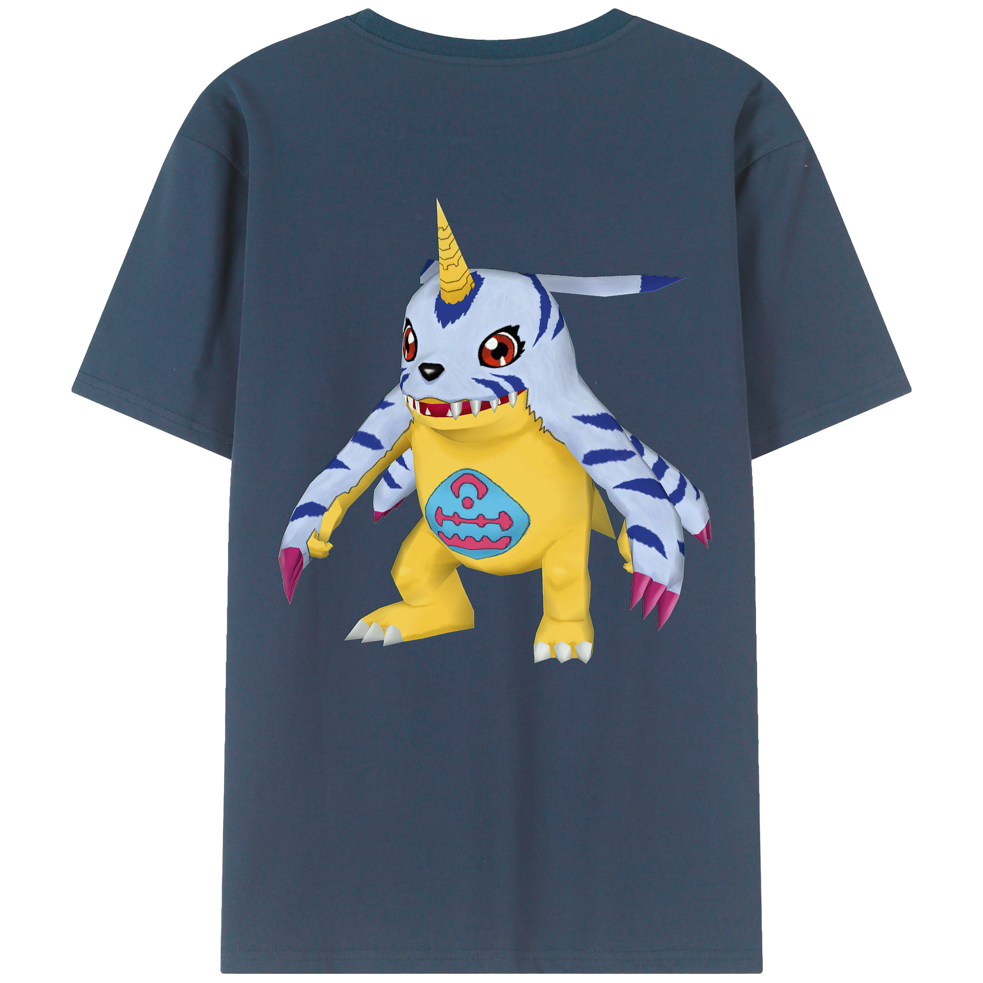（画像用） Digimon デジタルモンスター/デジモン 綿100％ メンズ半袖Tシャツ（バックプリント） 通気性