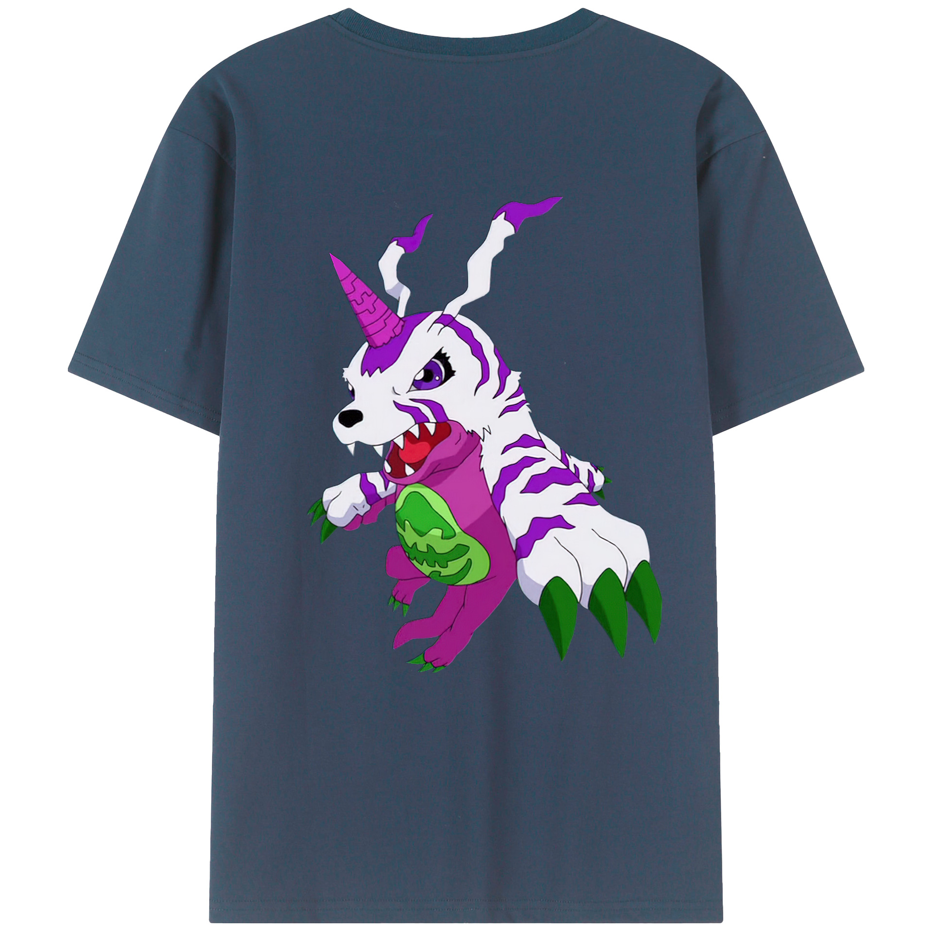 （画像用） Digimon デジタルモンスター/デジモン 綿100％ メンズ半袖Tシャツ（バックプリント） 通気性
