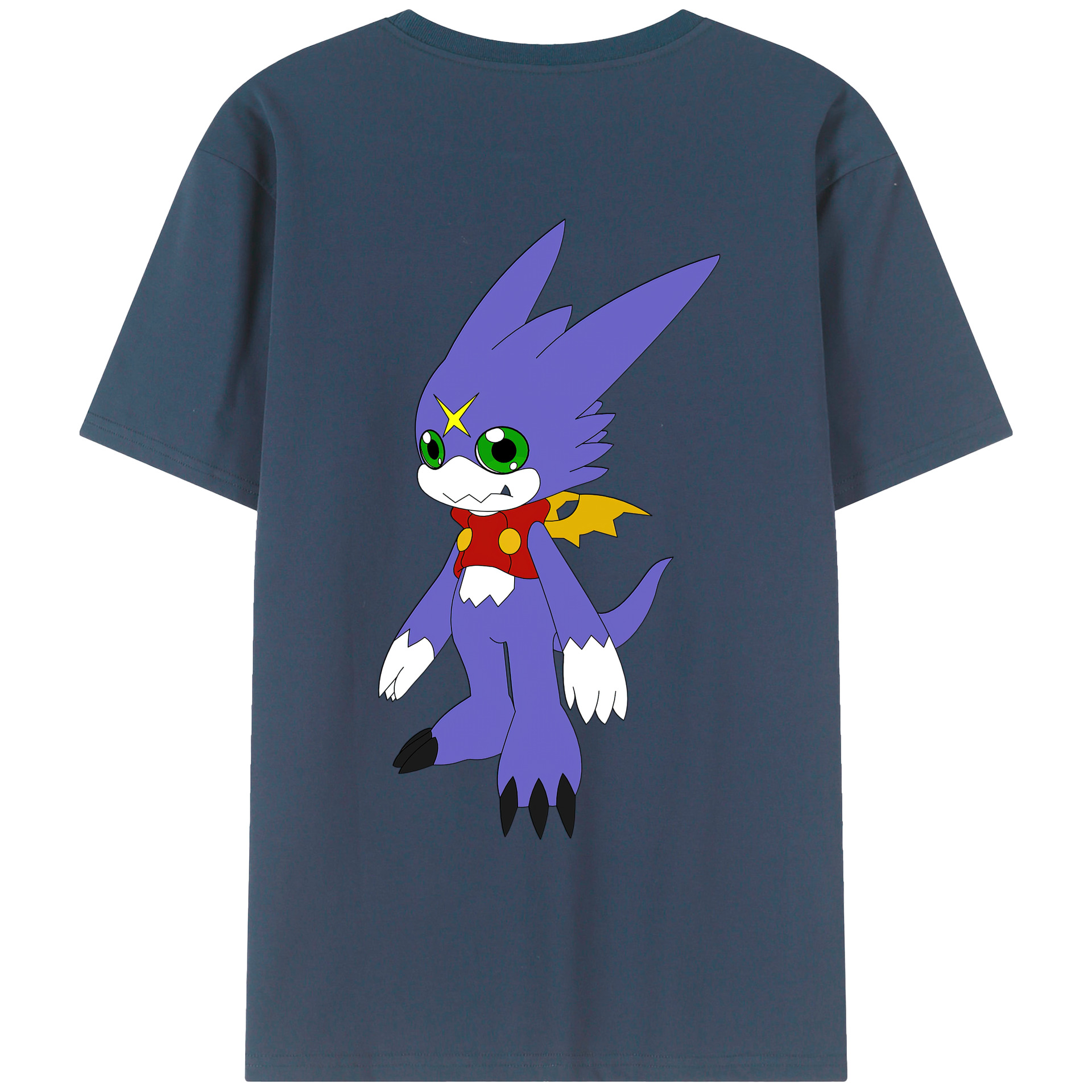 （画像用） Digimon デジタルモンスター/デジモン 綿100％ メンズ半袖Tシャツ（バックプリント） 通気性
