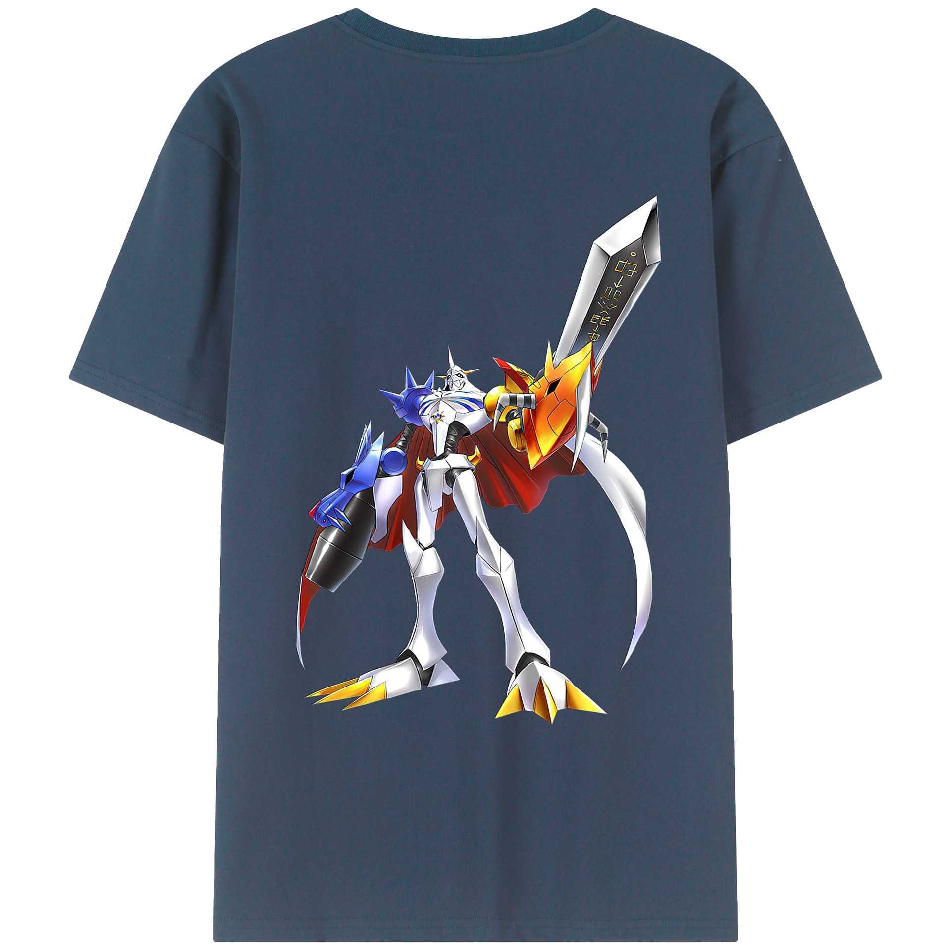 （画像用） Digimon デジタルモンスター/デジモン 綿100％ メンズ半袖Tシャツ（バックプリント） 通気性