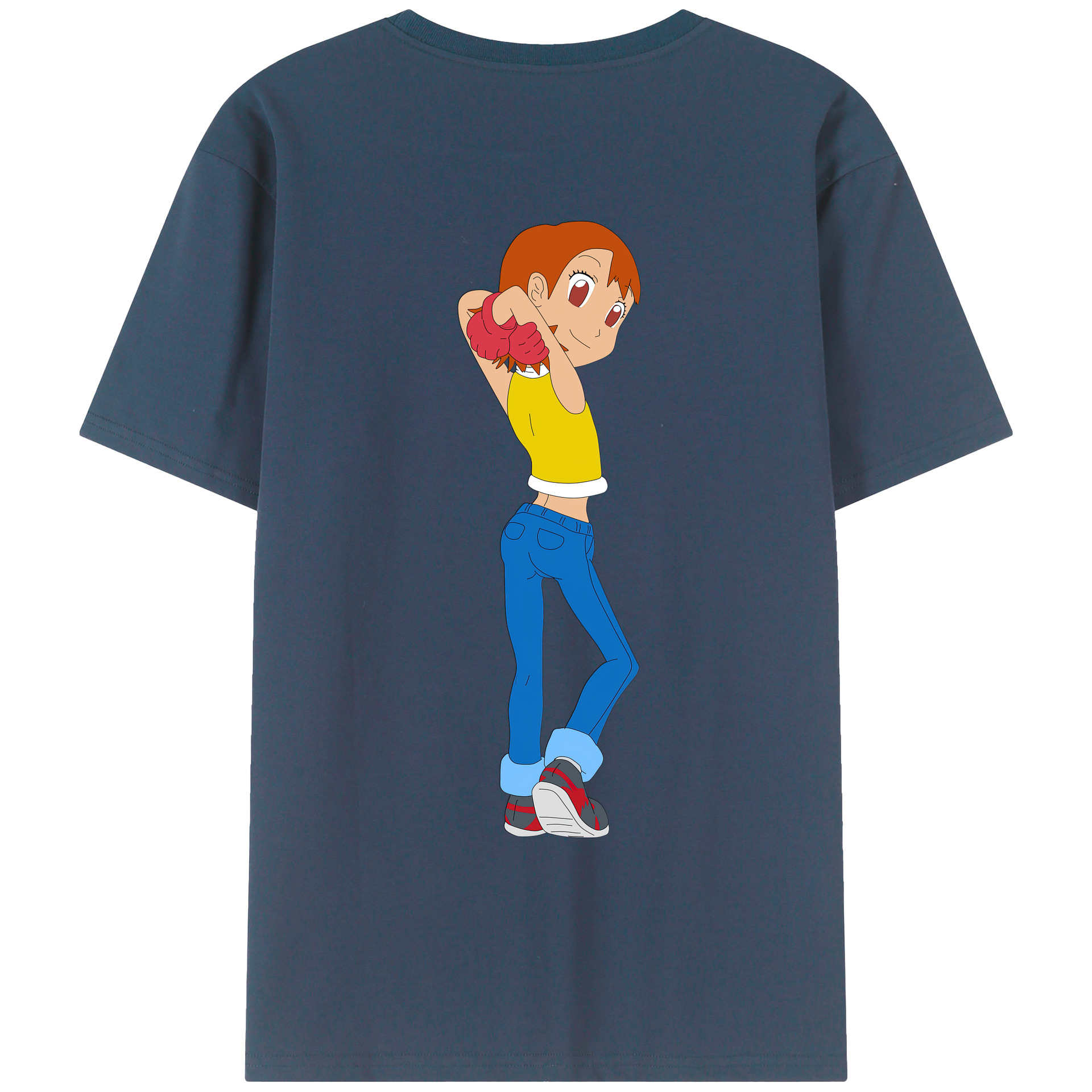（画像用） Digimon デジタルモンスター/デジモン 綿100％ メンズ半袖Tシャツ（バックプリント） 通気性