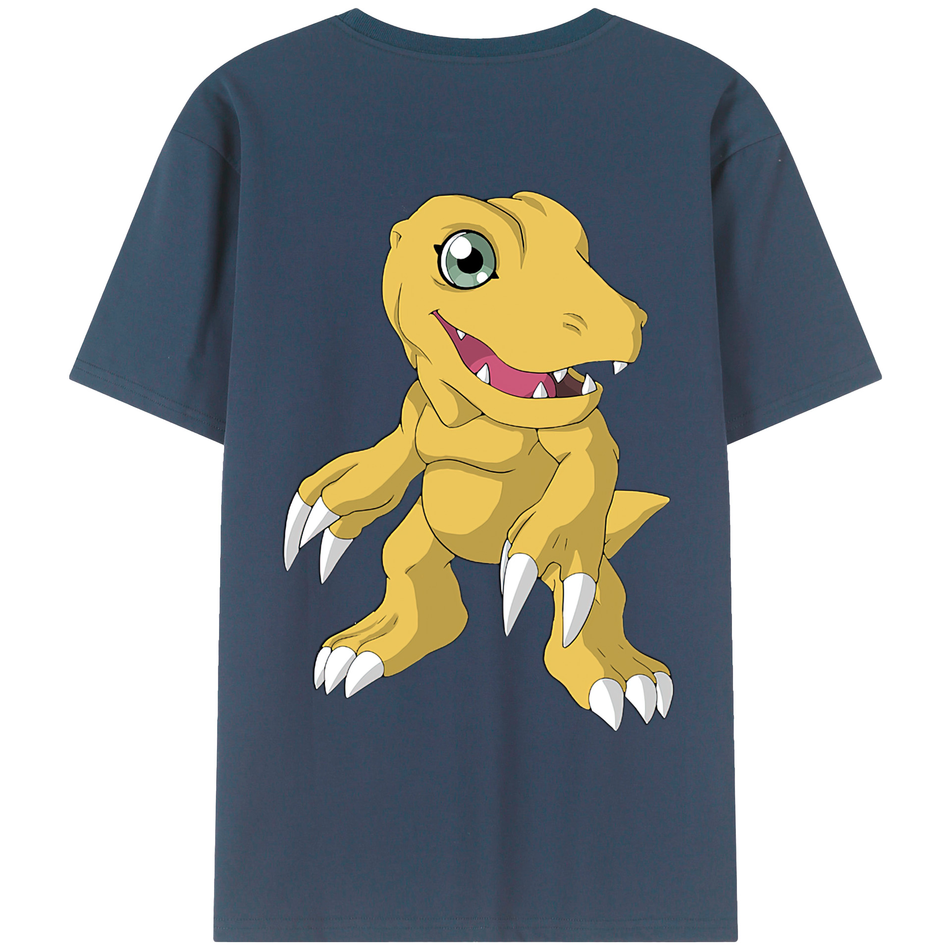 （画像用） Digimon デジタルモンスター/デジモン 綿100％ メンズ半袖Tシャツ（バックプリント） 通気性