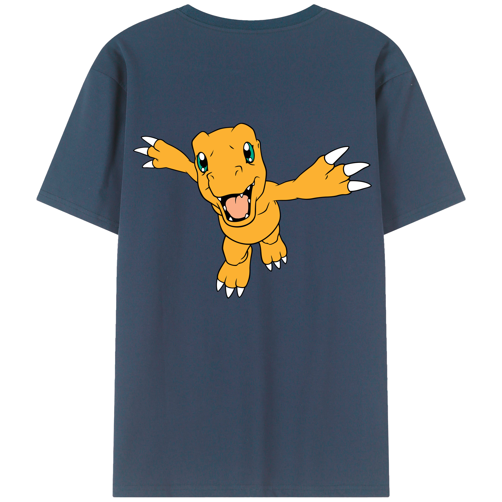 （画像用） Digimon デジタルモンスター/デジモン 綿100％ メンズ半袖Tシャツ（バックプリント） 通気性