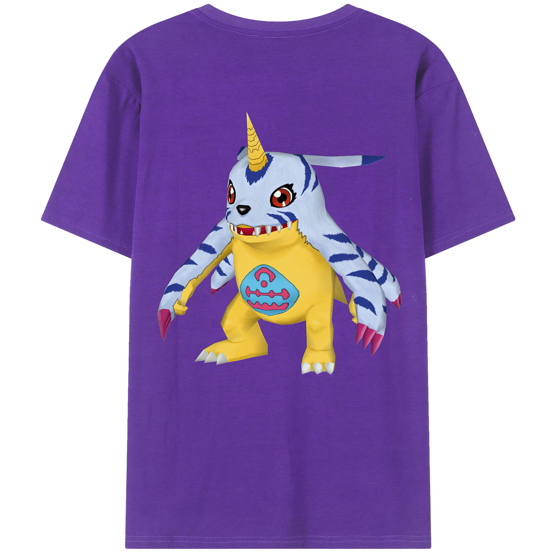 （画像用） Digimon デジタルモンスター/デジモン 綿100％ メンズ半袖Tシャツ（バックプリント） 通気性