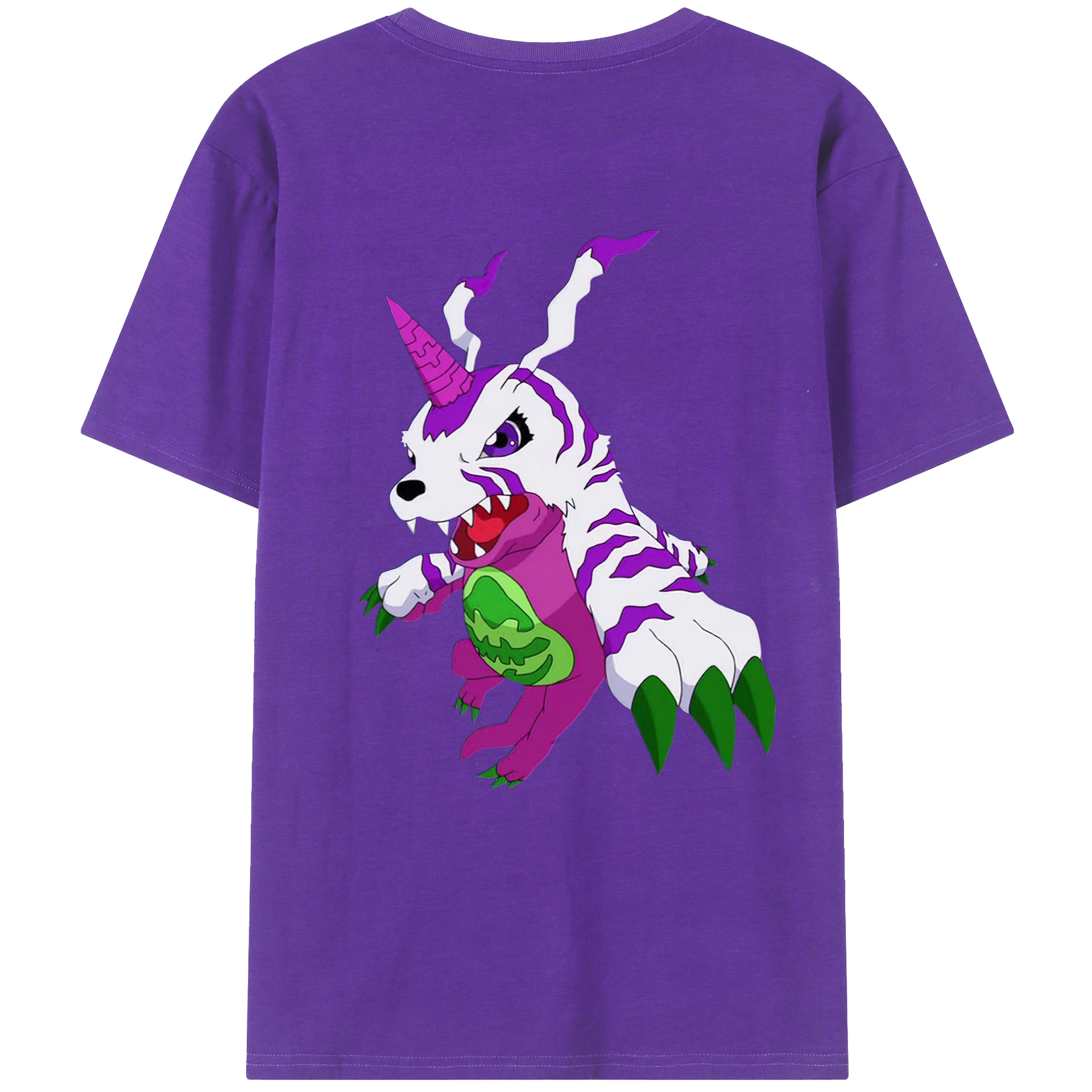 （画像用） Digimon デジタルモンスター/デジモン 綿100％ メンズ半袖Tシャツ（バックプリント） 通気性