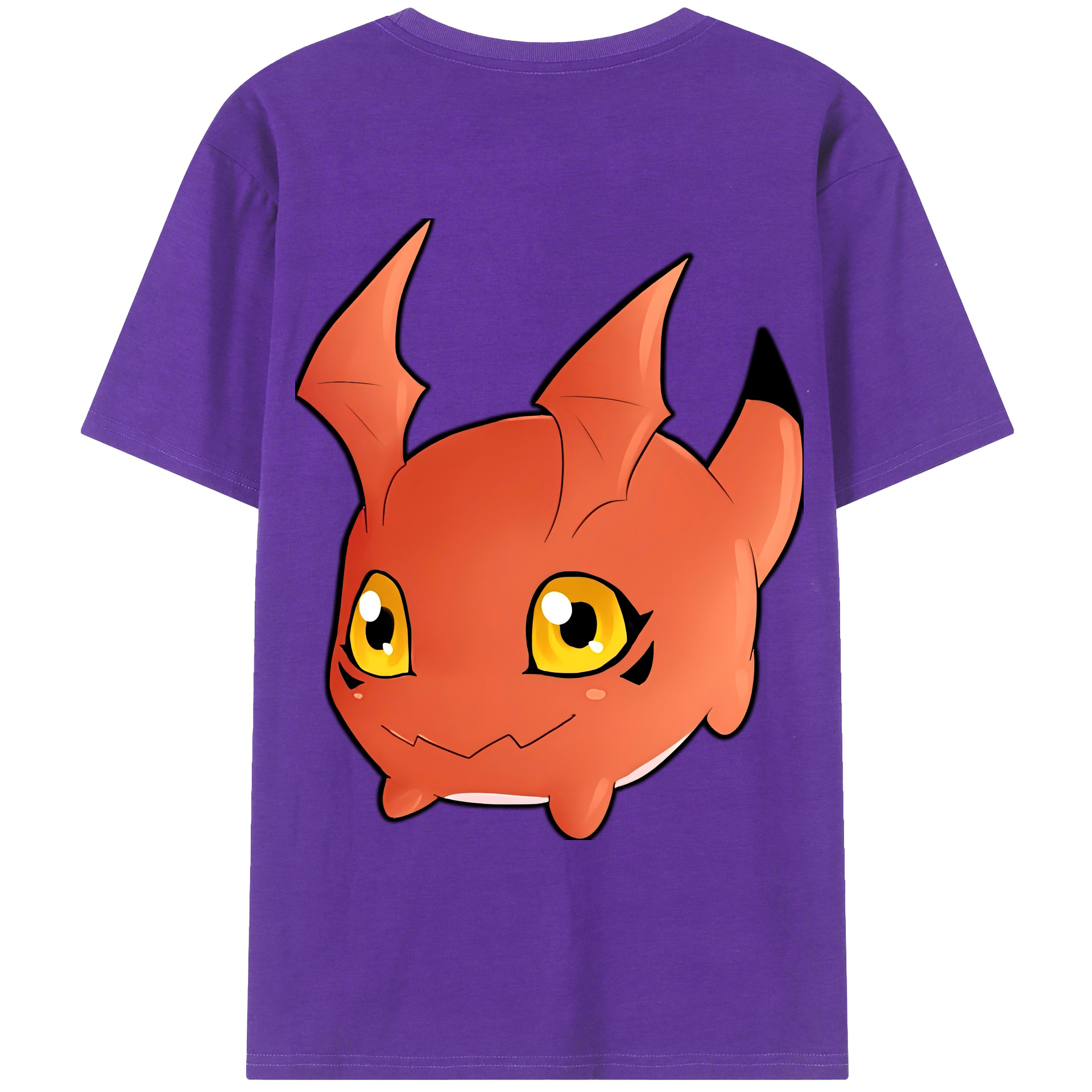 （画像用） Digimon デジタルモンスター/デジモン 綿100％ メンズ半袖Tシャツ（バックプリント） 通気性