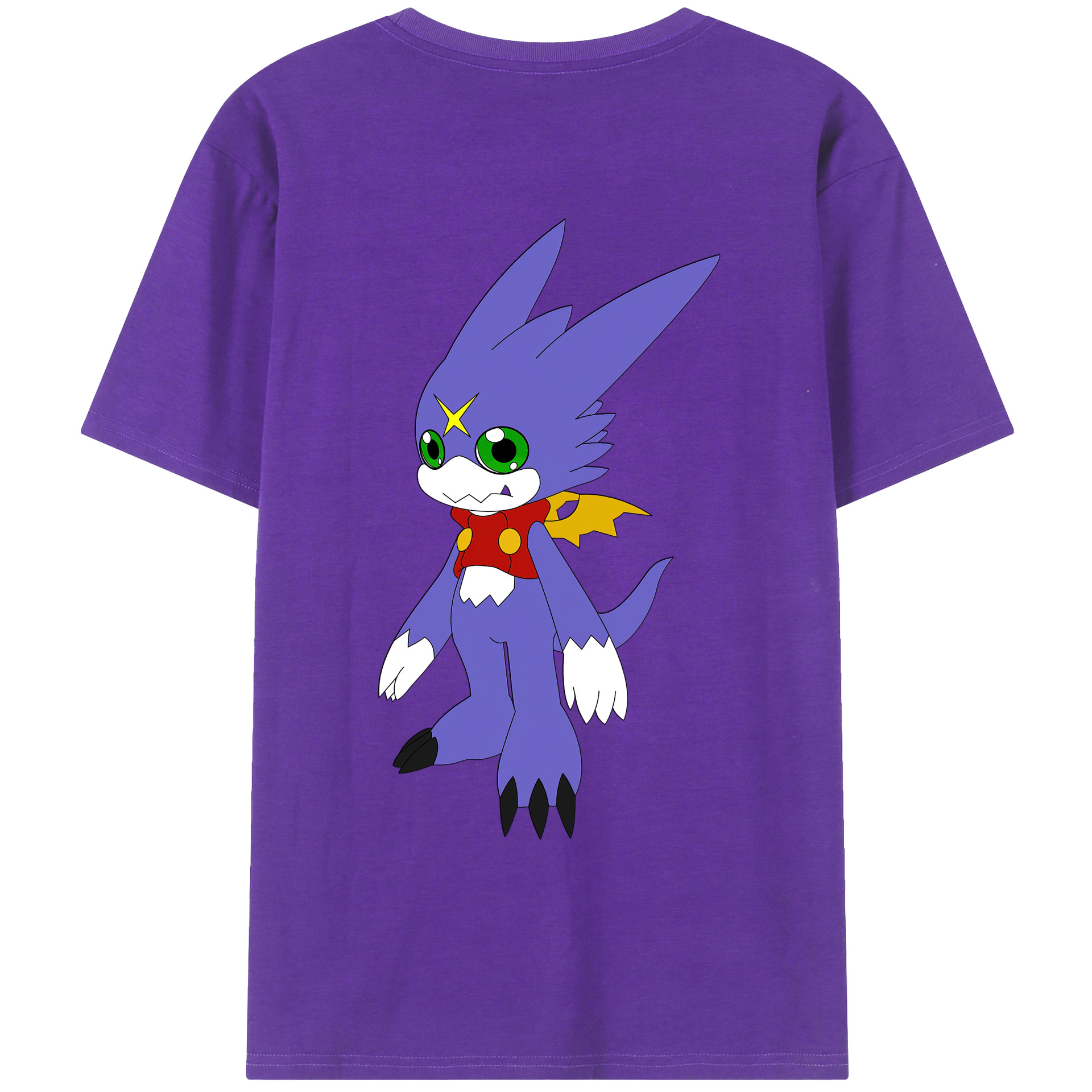 （画像用） Digimon デジタルモンスター/デジモン 綿100％ メンズ半袖Tシャツ（バックプリント） 通気性