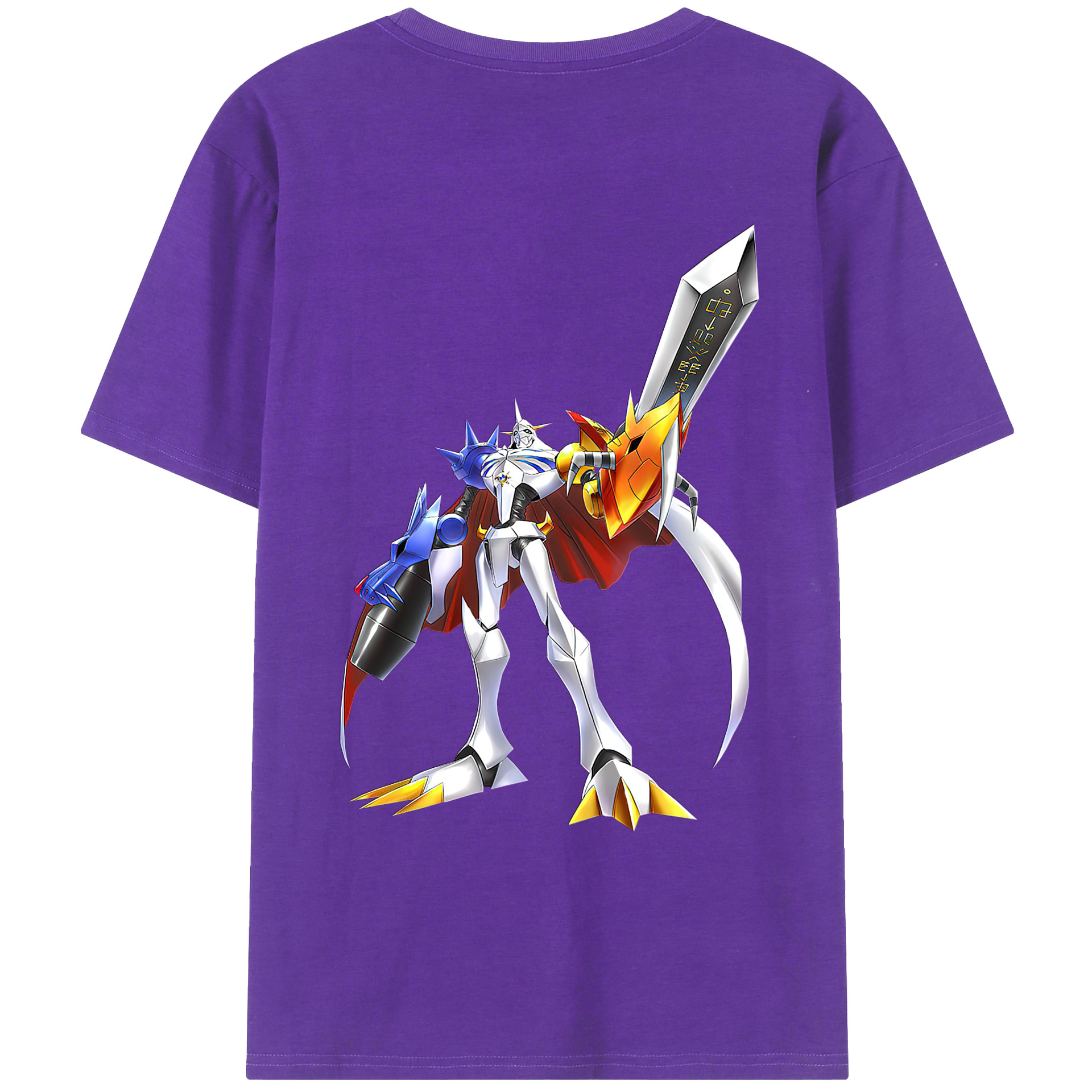 （画像用） Digimon デジタルモンスター/デジモン 綿100％ メンズ半袖Tシャツ（バックプリント） 通気性