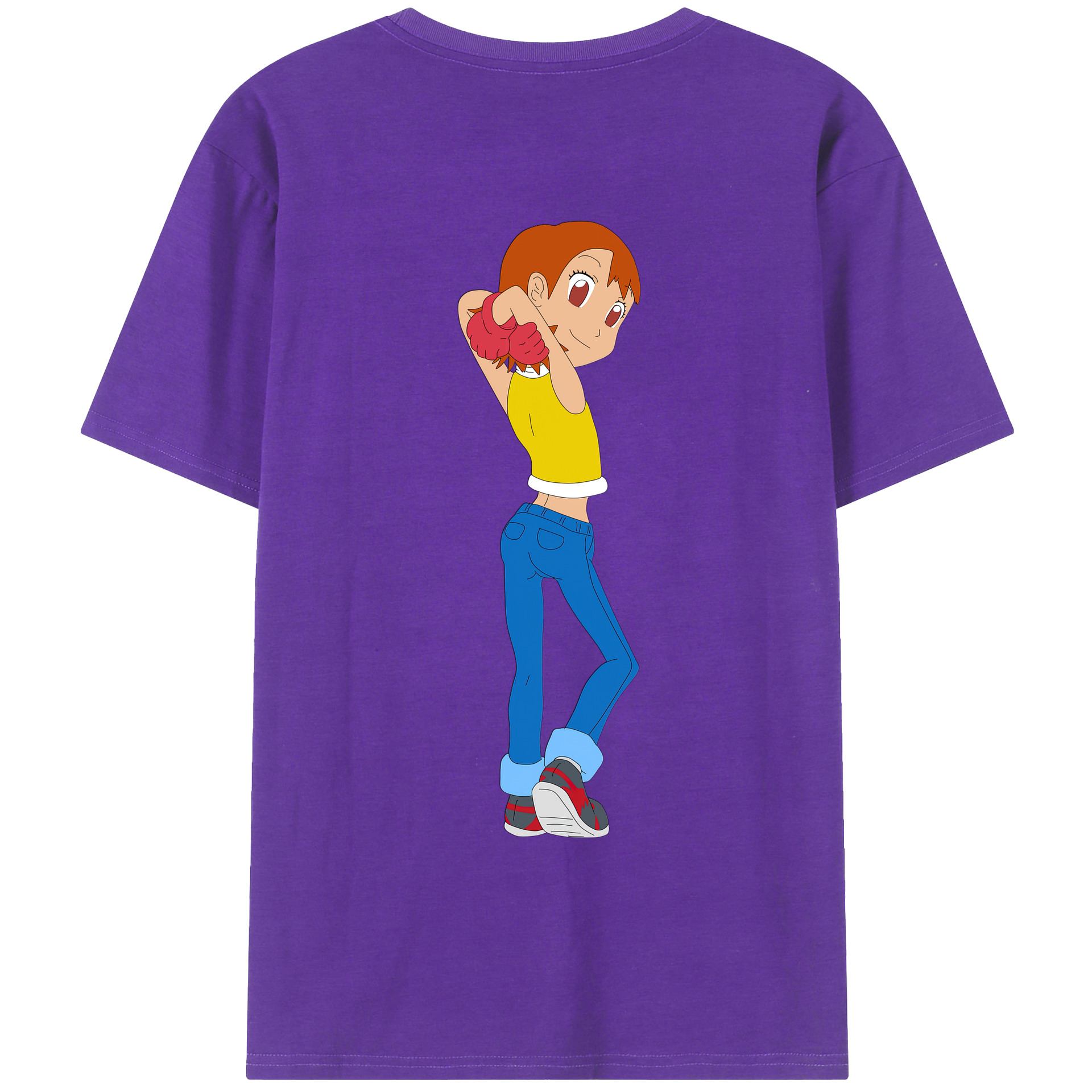 （画像用） Digimon デジタルモンスター/デジモン 綿100％ メンズ半袖Tシャツ（バックプリント） 通気性