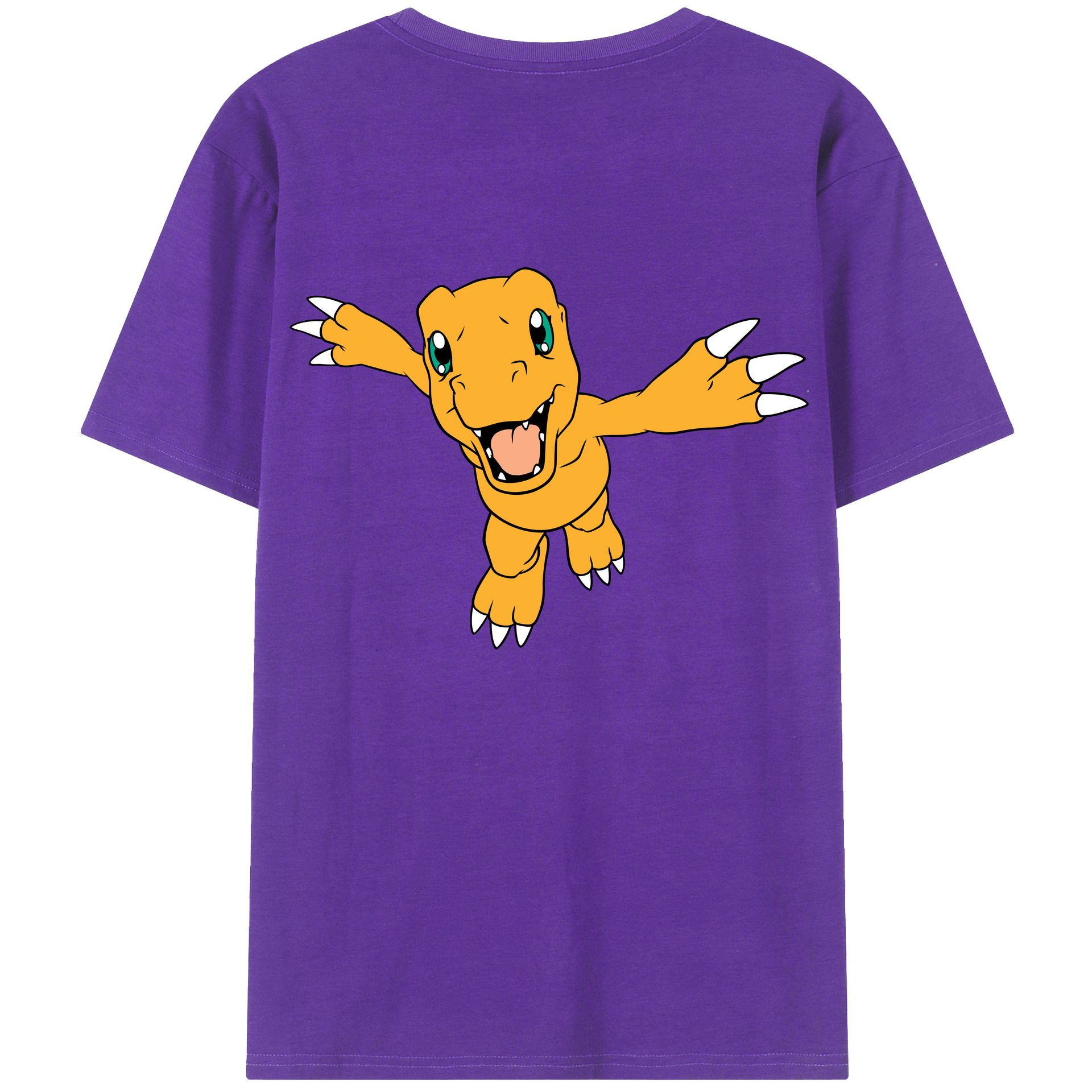 （画像用） Digimon デジタルモンスター/デジモン 綿100％ メンズ半袖Tシャツ（バックプリント） 通気性