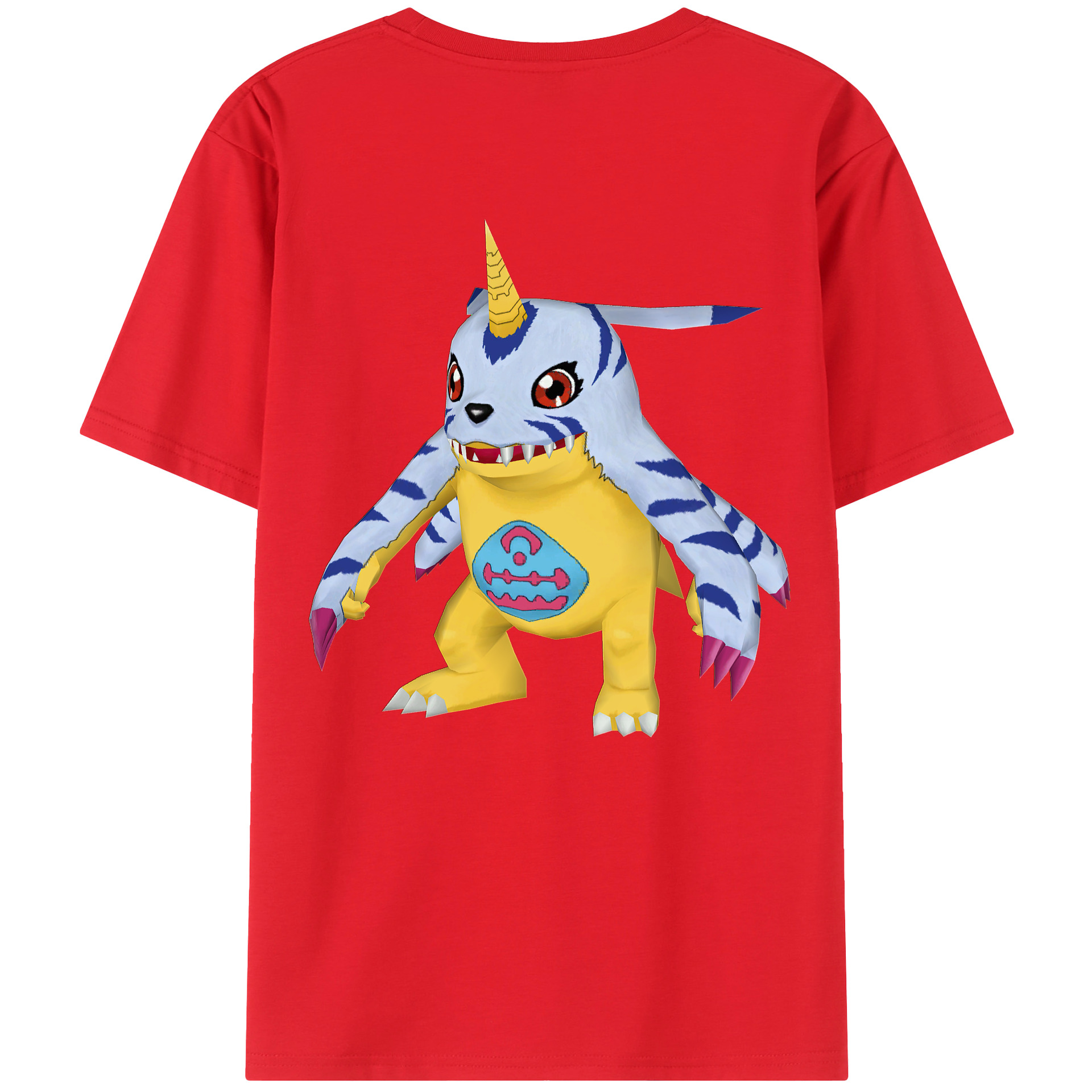 （画像用） Digimon デジタルモンスター/デジモン 綿100％ メンズ半袖Tシャツ（バックプリント） 通気性