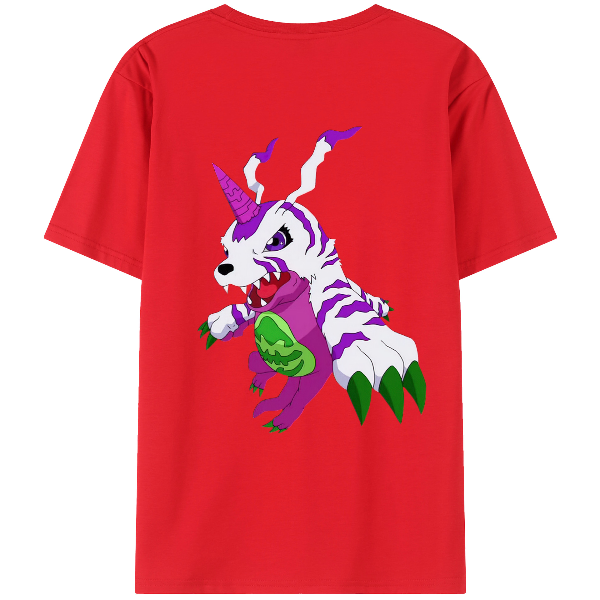 （画像用） Digimon デジタルモンスター/デジモン 綿100％ メンズ半袖Tシャツ（バックプリント） 通気性