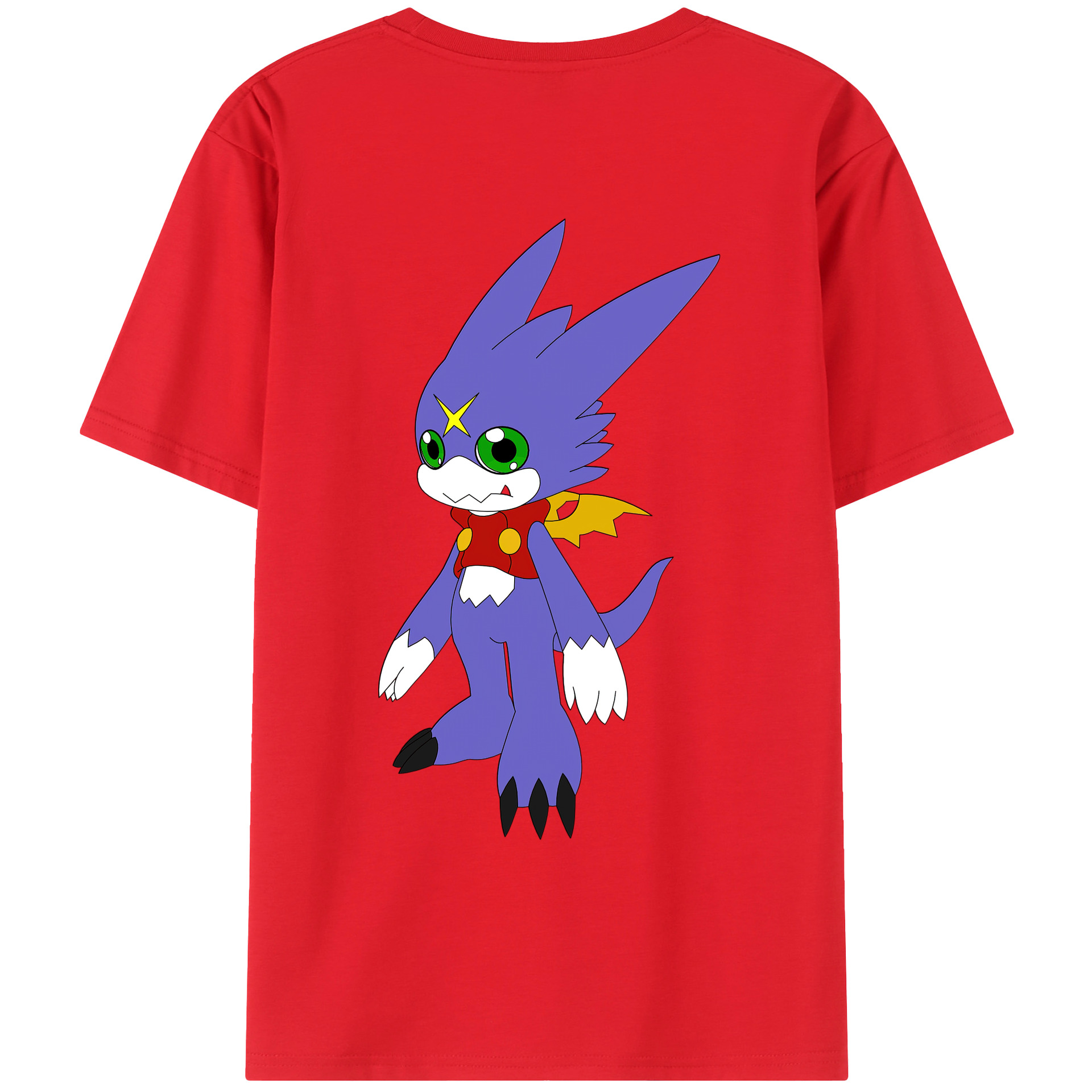 （画像用） Digimon デジタルモンスター/デジモン 綿100％ メンズ半袖Tシャツ（バックプリント） 通気性