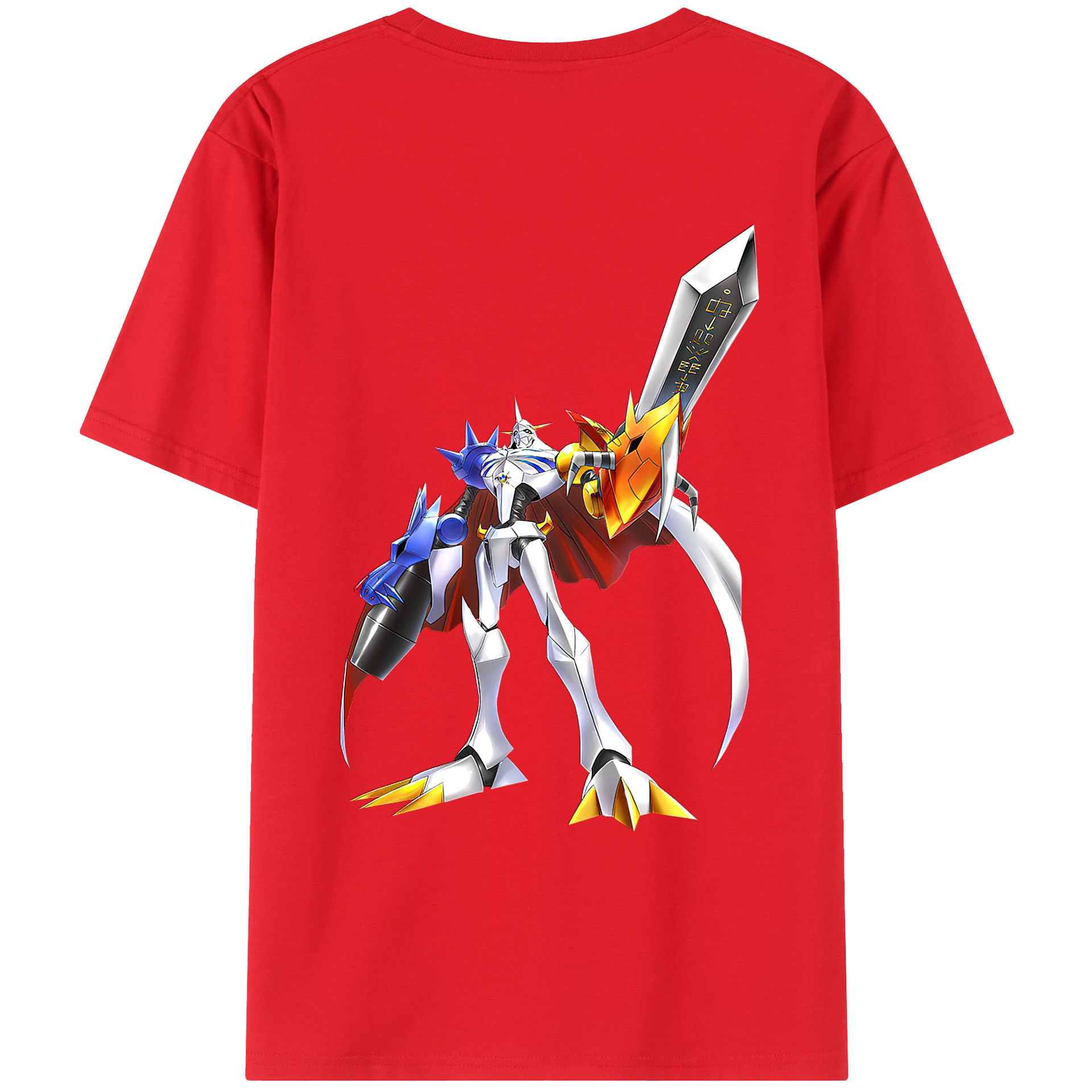 （画像用） Digimon デジタルモンスター/デジモン 綿100％ メンズ半袖Tシャツ（バックプリント） 通気性