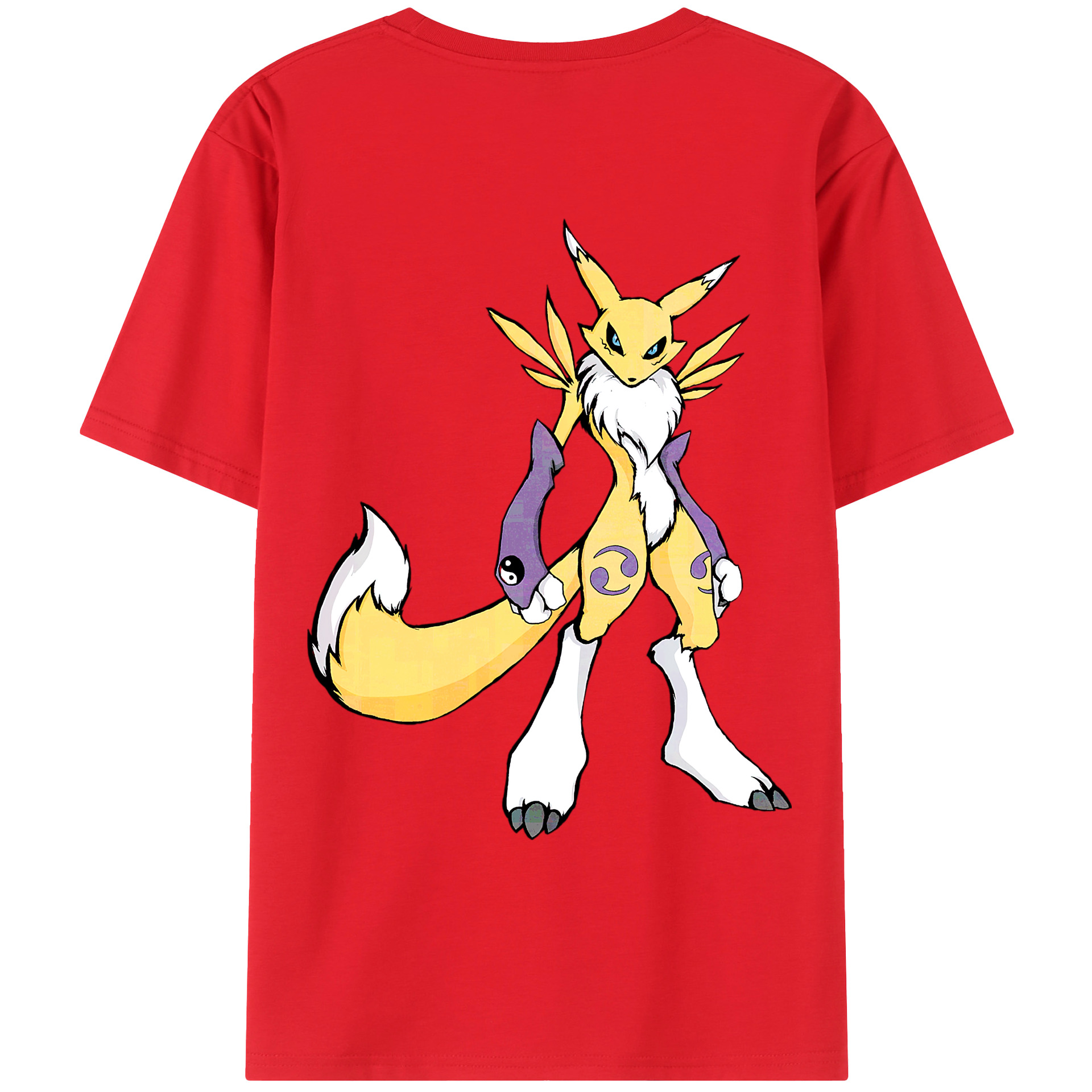 （画像用） Digimon デジタルモンスター/デジモン 綿100％ メンズ半袖Tシャツ（バックプリント） 通気性