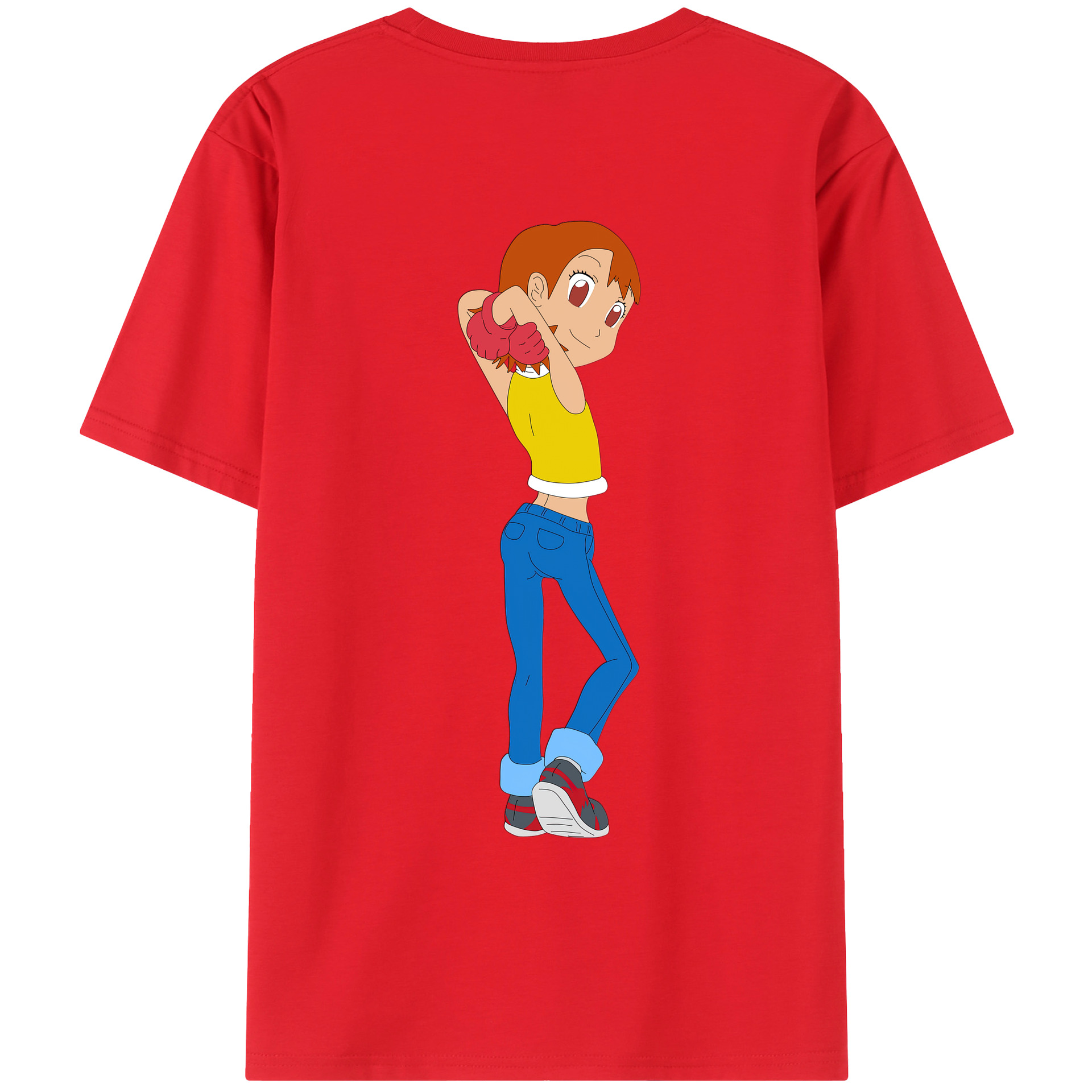 （画像用） Digimon デジタルモンスター/デジモン 綿100％ メンズ半袖Tシャツ（バックプリント） 通気性