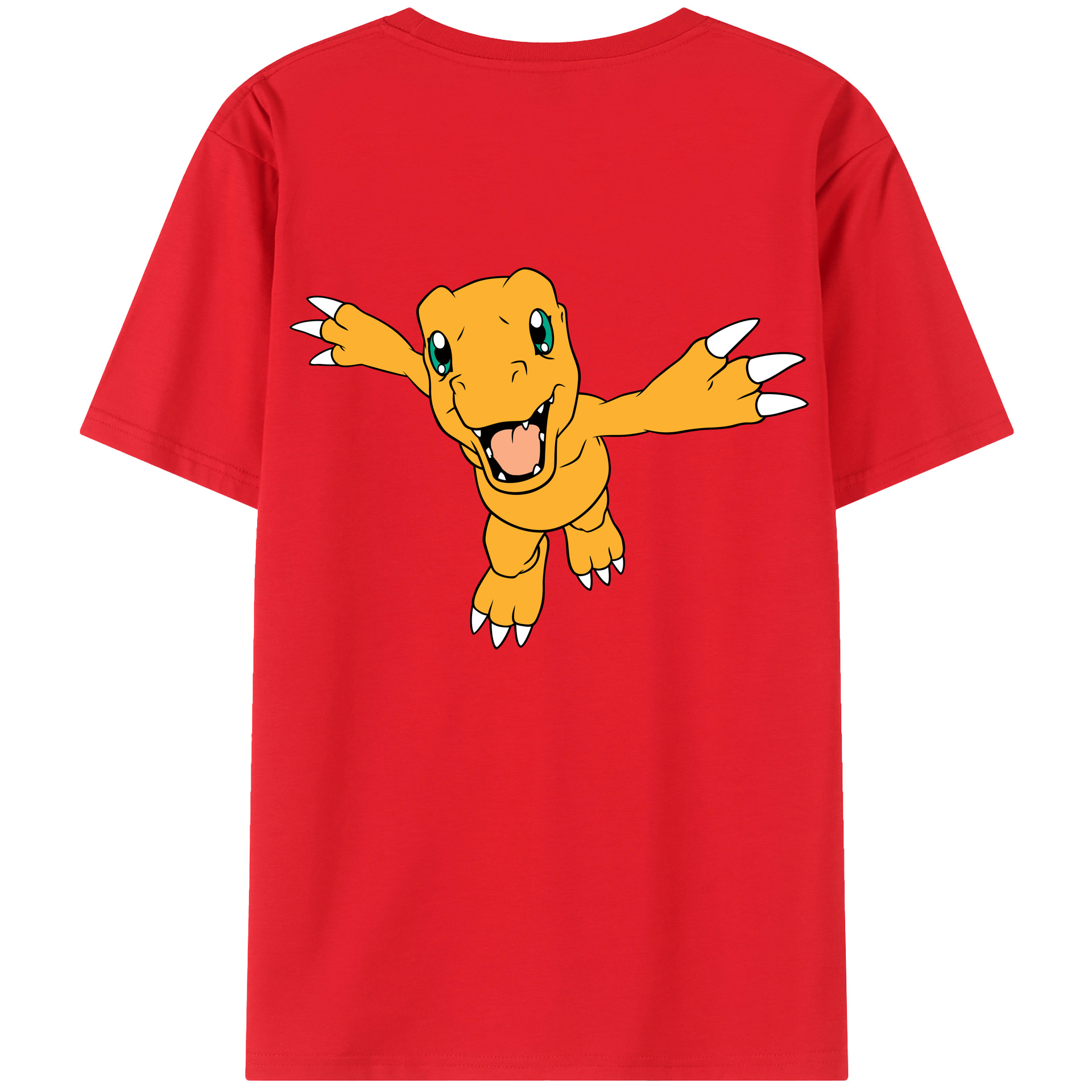 （画像用） Digimon デジタルモンスター/デジモン 綿100％ メンズ半袖Tシャツ（バックプリント） 通気性