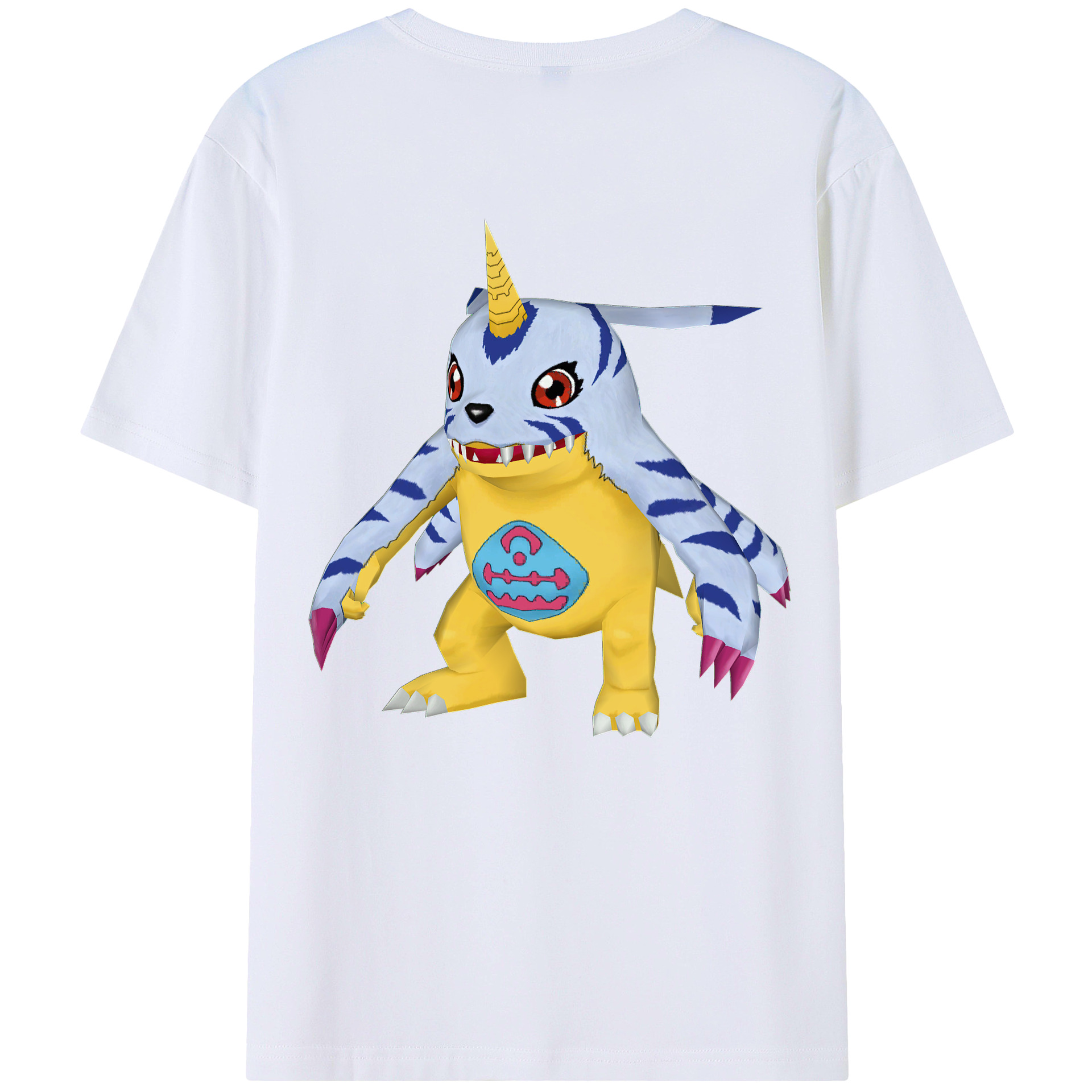 （画像用） Digimon デジタルモンスター/デジモン 綿100％ メンズ半袖Tシャツ（バックプリント） 通気性