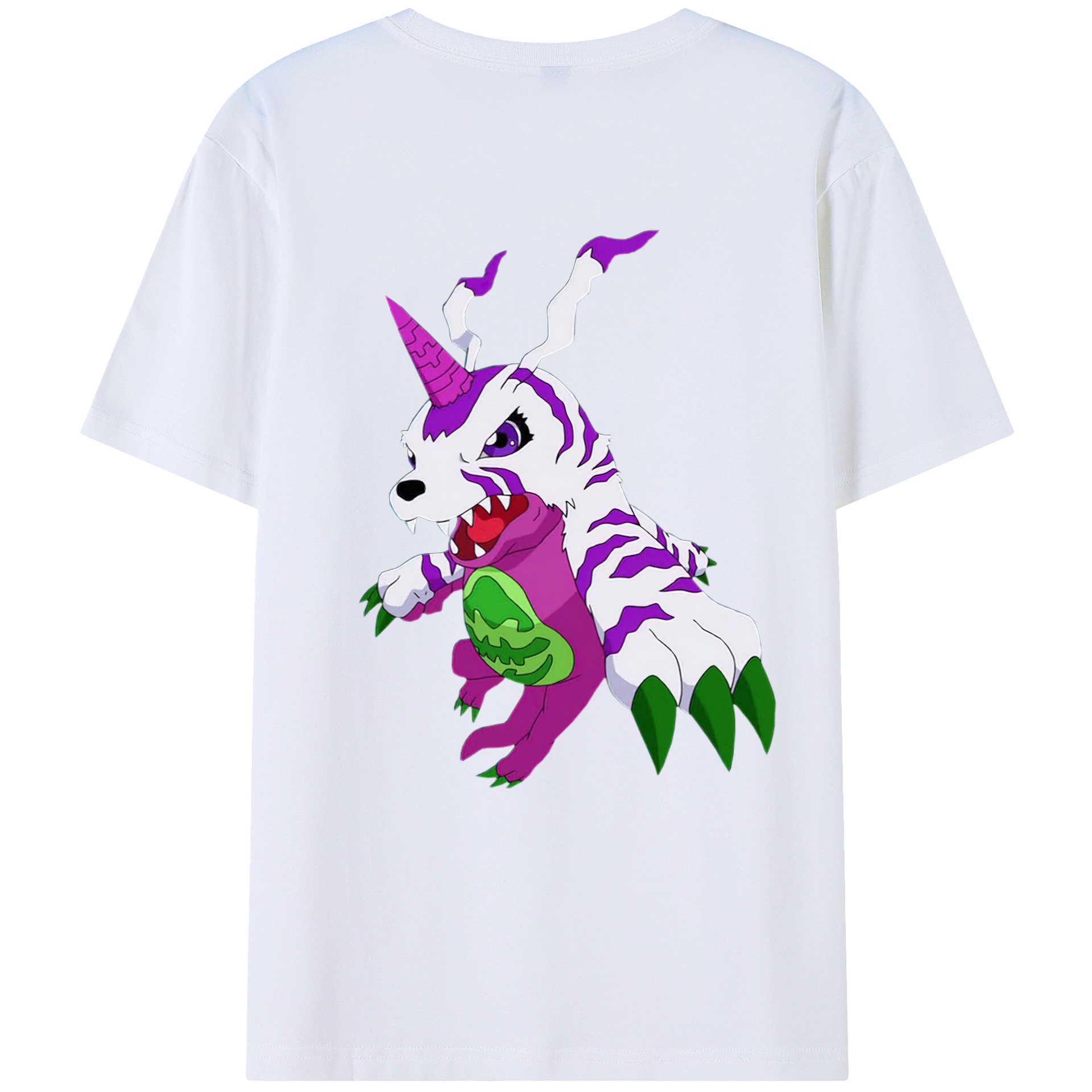 （画像用） Digimon デジタルモンスター/デジモン 綿100％ メンズ半袖Tシャツ（バックプリント） 通気性