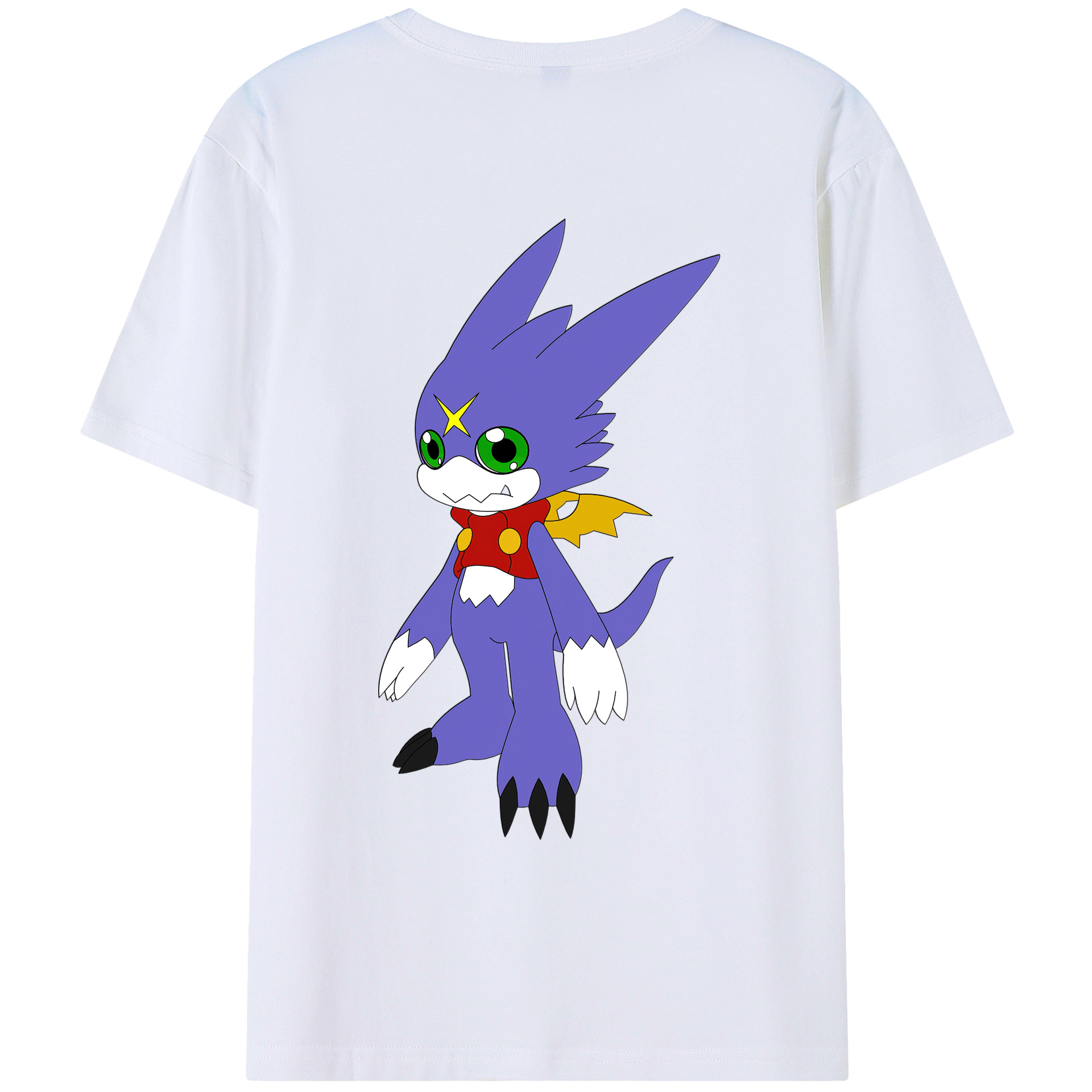 （画像用） Digimon デジタルモンスター/デジモン 綿100％ メンズ半袖Tシャツ（バックプリント） 通気性