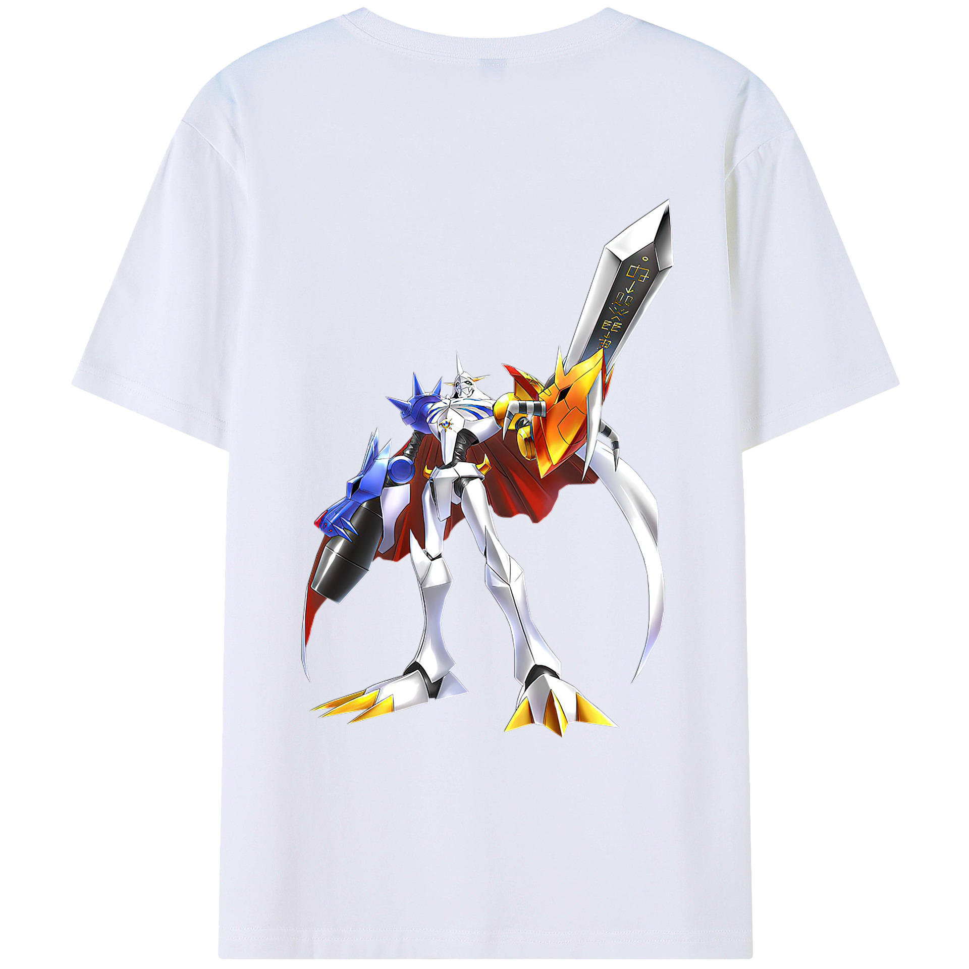 （画像用） Digimon デジタルモンスター/デジモン 綿100％ メンズ半袖Tシャツ（バックプリント） 通気性