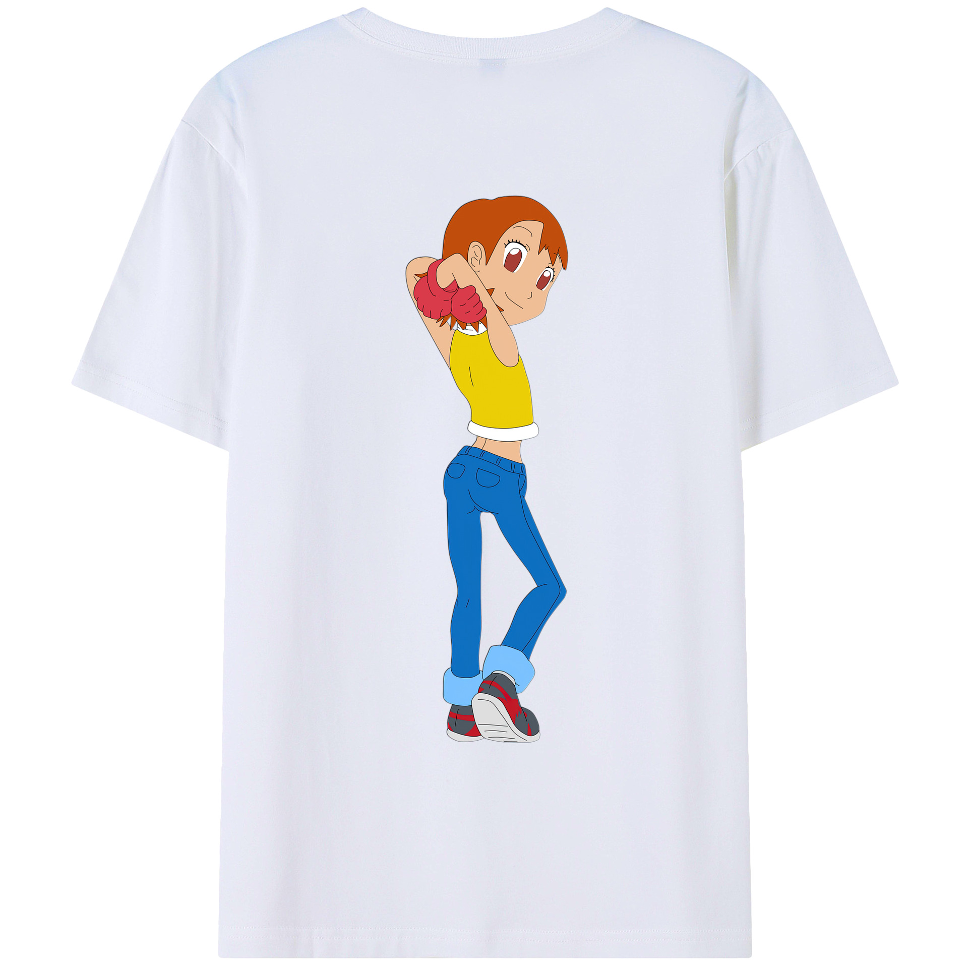 （画像用） Digimon デジタルモンスター/デジモン 綿100％ メンズ半袖Tシャツ（バックプリント） 通気性