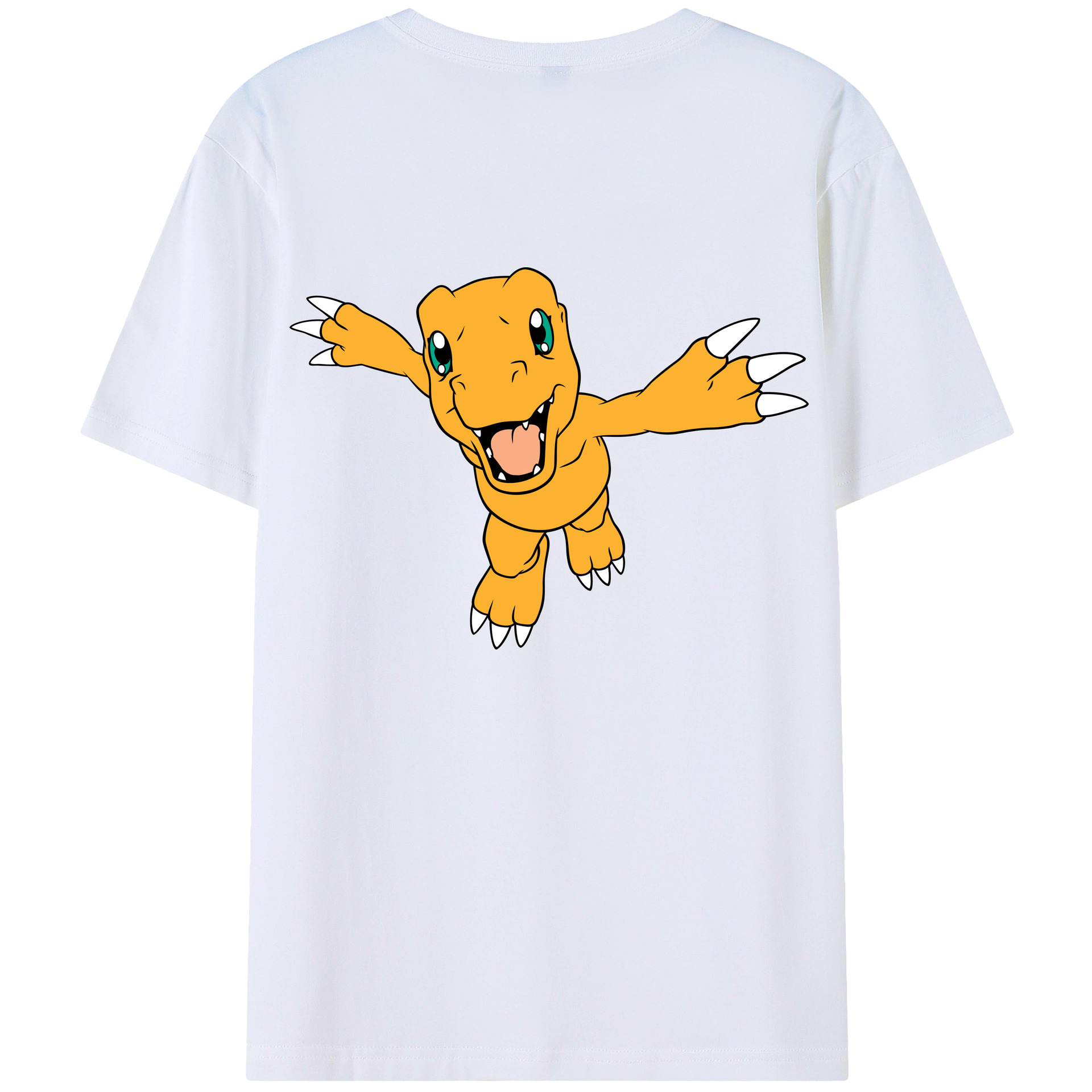 （画像用） Digimon デジタルモンスター/デジモン 綿100％ メンズ半袖Tシャツ（バックプリント） 通気性