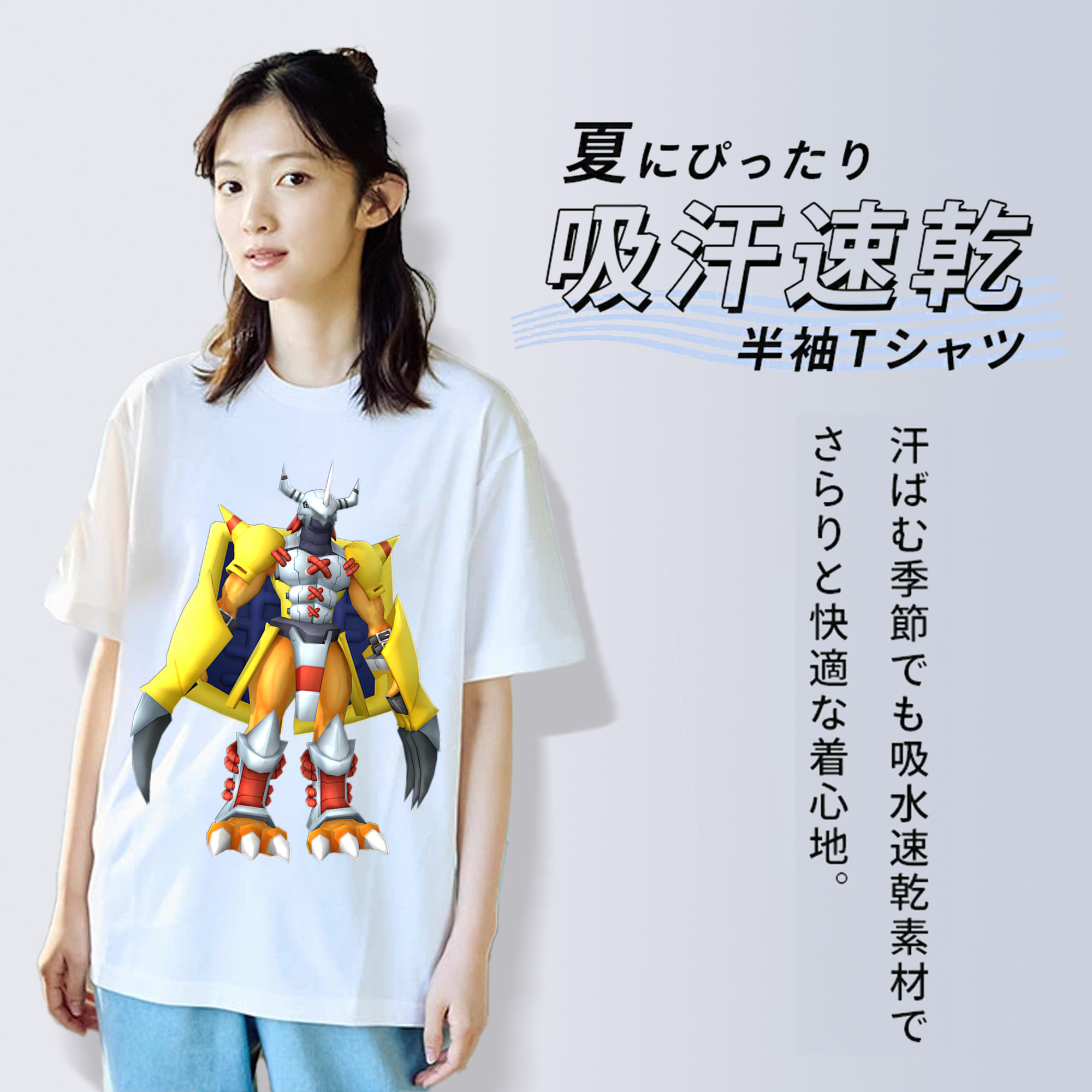 Digimon デジタルモンスター/デジモン レディースカジュアルプリントTシャツ（綿100％）