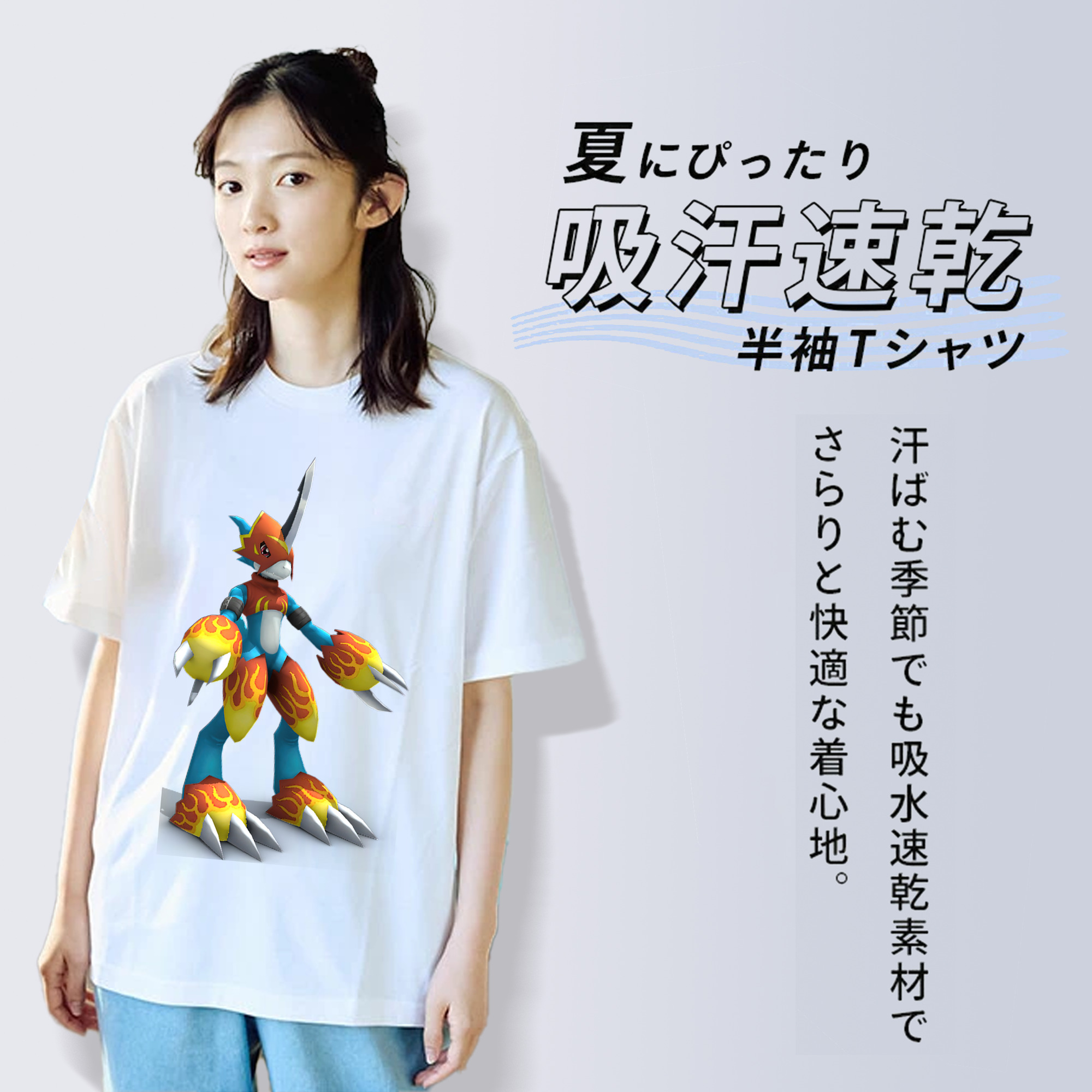 Digimon デジタルモンスター/デジモン レディースカジュアルプリントTシャツ（綿100％）