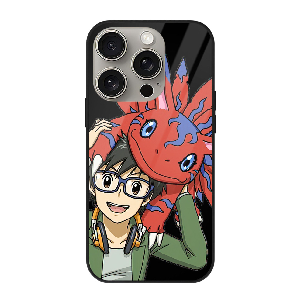 （画像用） Digimon デジタルモンスター/デジモン 【iPhone15Pro対応】スマホケース 耐衝撃＆黄変防止 背面ガラス
