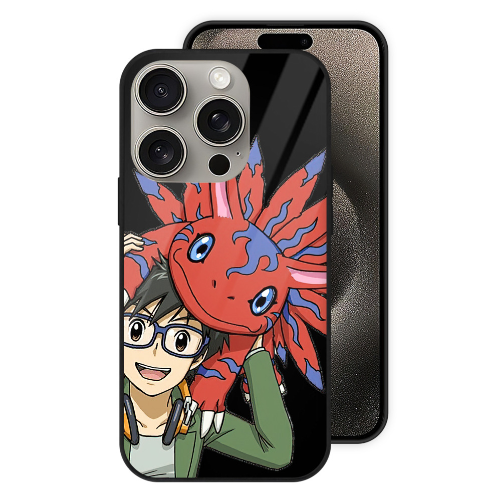 （画像用） Digimon デジタルモンスター/デジモン 【iPhone15Pro対応】スマホケース 耐衝撃＆黄変防止 背面ガラス