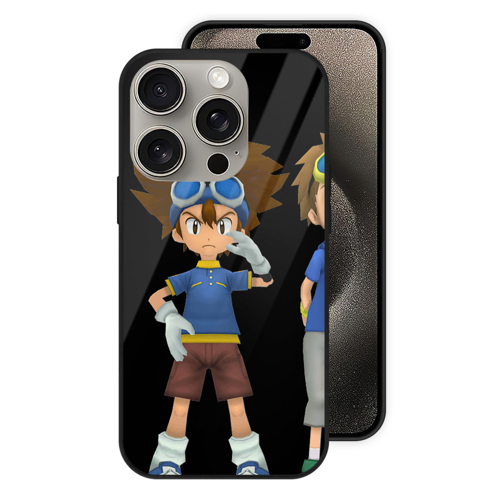 （画像用） Digimon デジタルモンスター/デジモン 【iPhone15Pro対応】スマホケース 耐衝撃＆黄変防止 背面ガラス