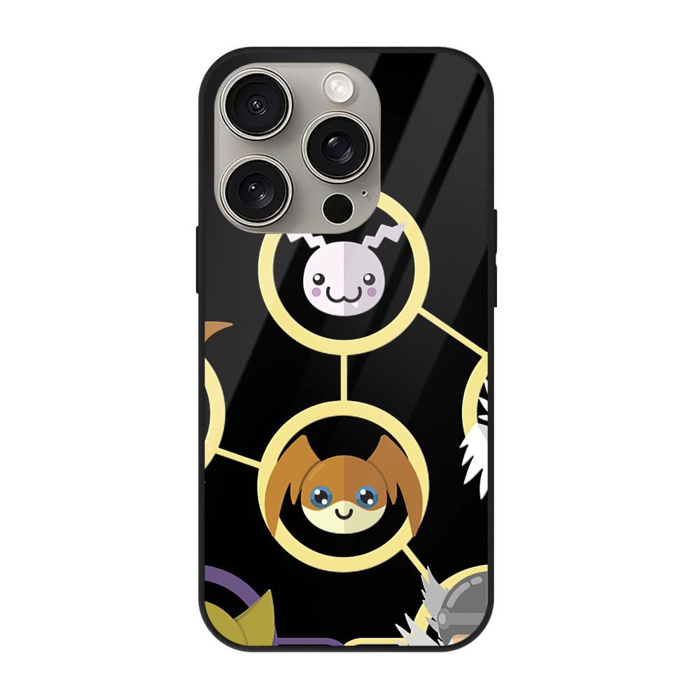 （画像用） Digimon デジタルモンスター/デジモン 【iPhone15Pro対応】スマホケース 耐衝撃＆黄変防止 背面ガラス
