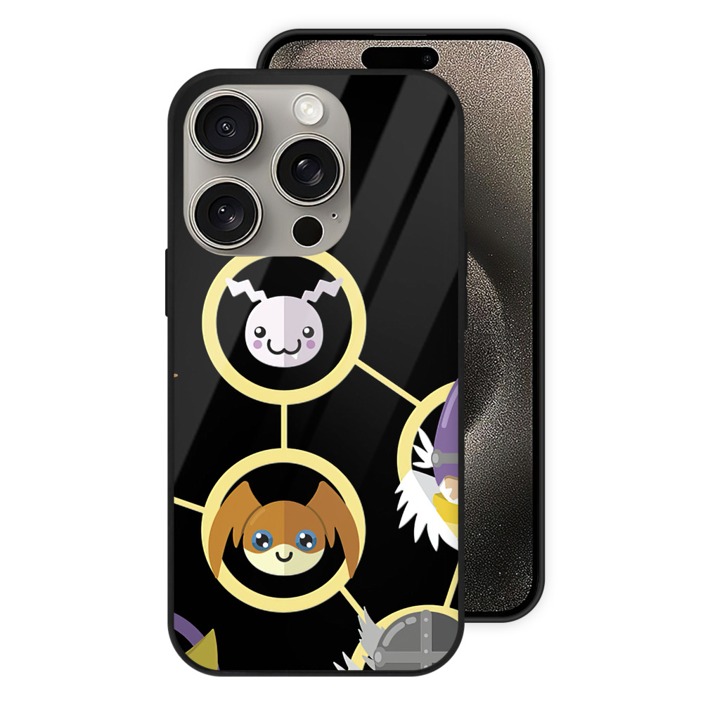（画像用） Digimon デジタルモンスター/デジモン 【iPhone15Pro対応】スマホケース 耐衝撃＆黄変防止 背面ガラス