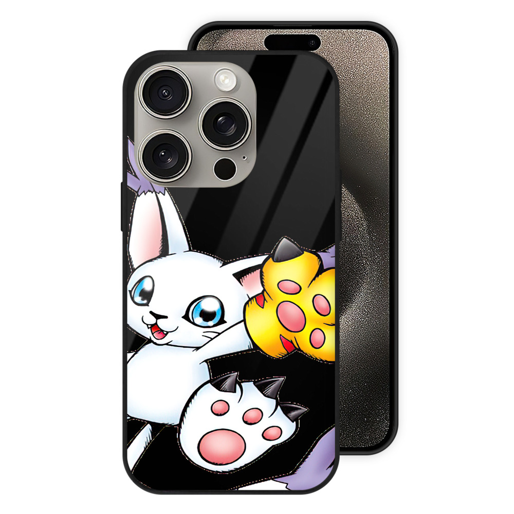 （画像用） Digimon デジタルモンスター/デジモン 【iPhone15Pro対応】スマホケース 耐衝撃＆黄変防止 背面ガラス