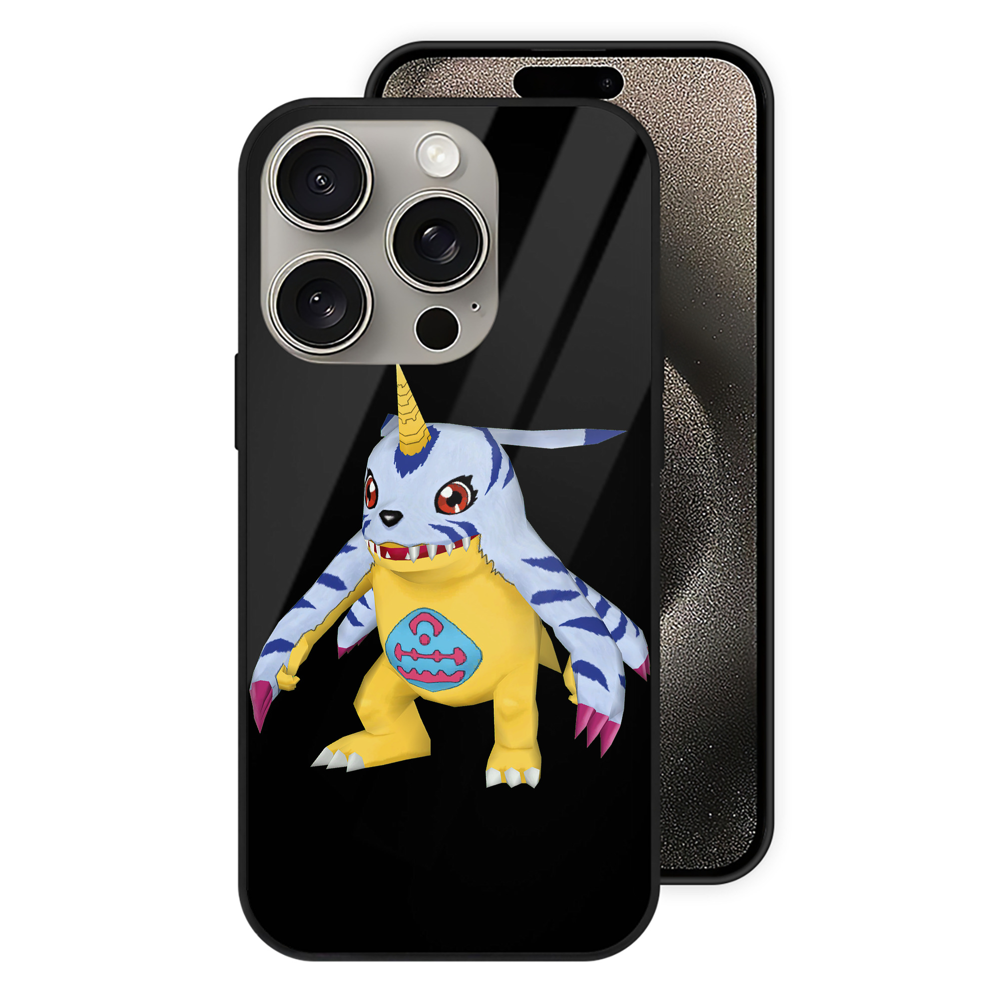 （画像用） Digimon デジタルモンスター/デジモン 【iPhone15Pro対応】スマホケース 耐衝撃＆黄変防止 背面ガラス