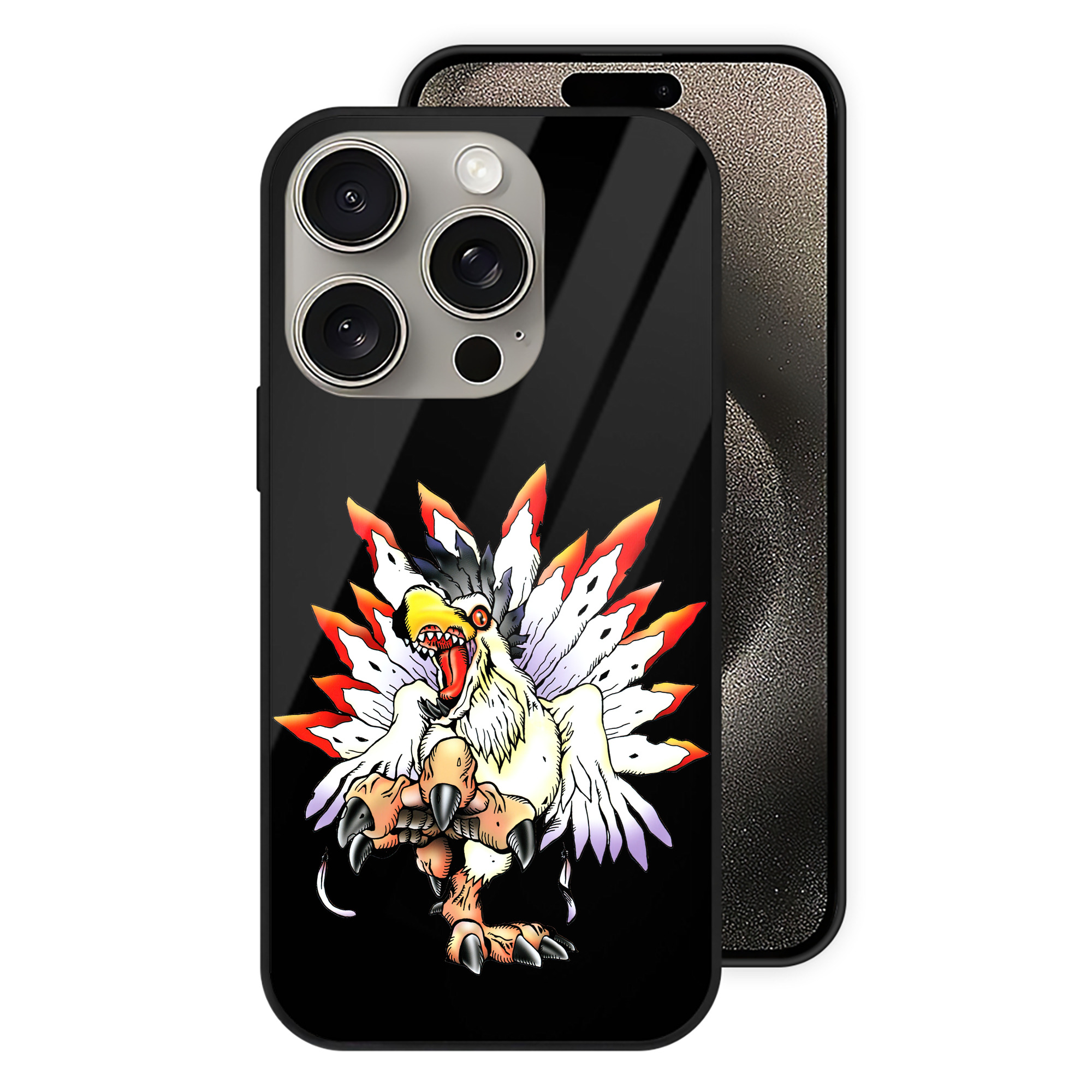 （画像用） Digimon デジタルモンスター/デジモン 【iPhone15Pro対応】スマホケース 耐衝撃＆黄変防止 背面ガラス