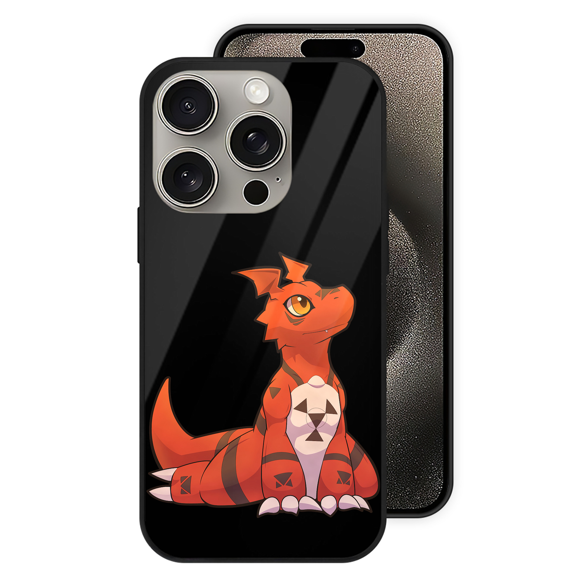 （画像用） Digimon デジタルモンスター/デジモン 【iPhone15Pro対応】スマホケース 耐衝撃＆黄変防止 背面ガラス