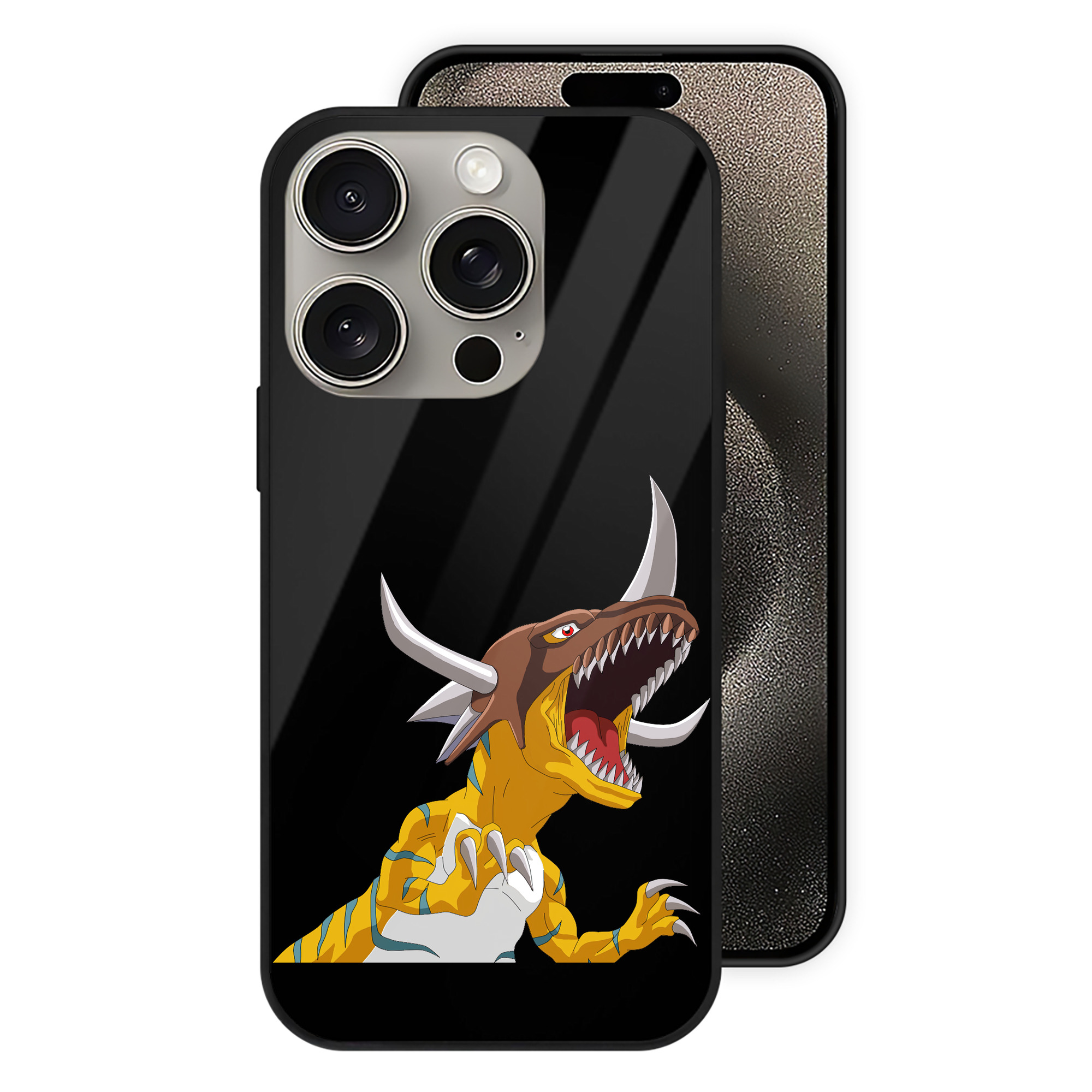 （画像用） Digimon デジタルモンスター/デジモン 【iPhone15Pro対応】スマホケース 耐衝撃＆黄変防止 背面ガラス