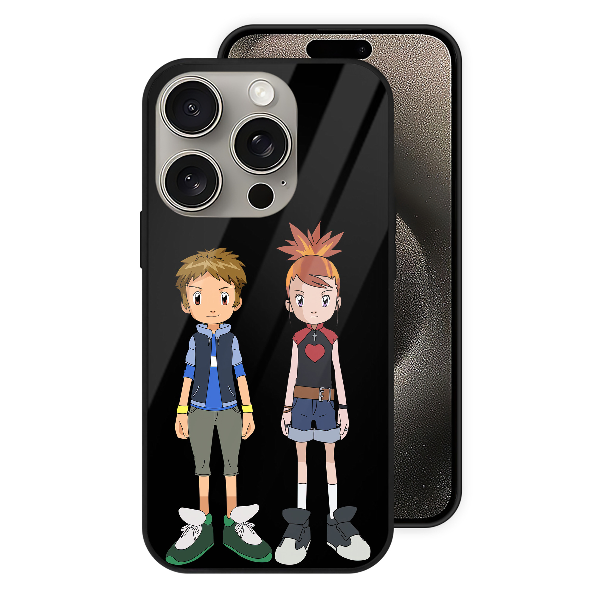 （画像用） Digimon デジタルモンスター/デジモン 【iPhone15Pro対応】スマホケース 耐衝撃＆黄変防止 背面ガラス
