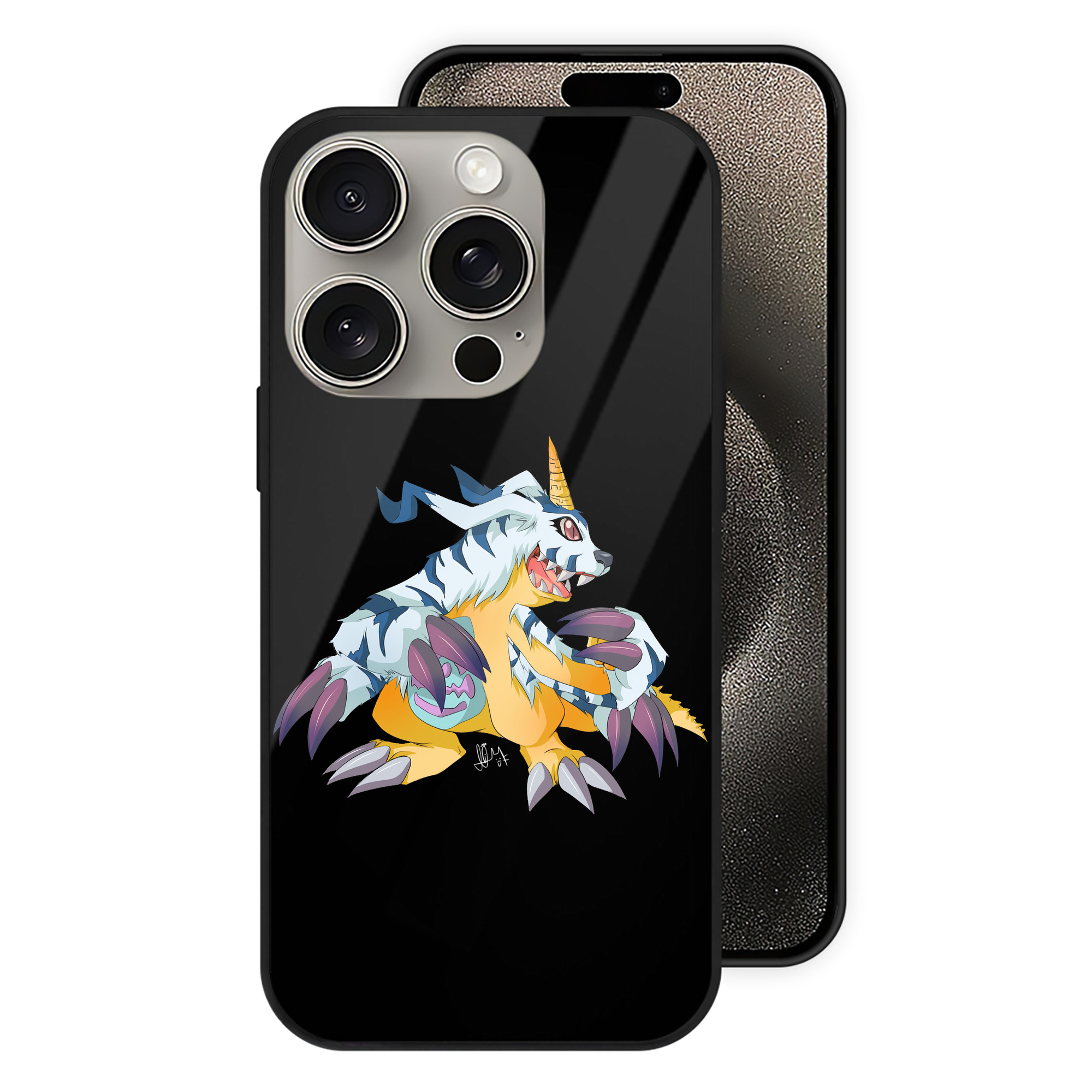 （画像用） Digimon デジタルモンスター/デジモン 【iPhone15Pro対応】スマホケース 耐衝撃＆黄変防止 背面ガラス