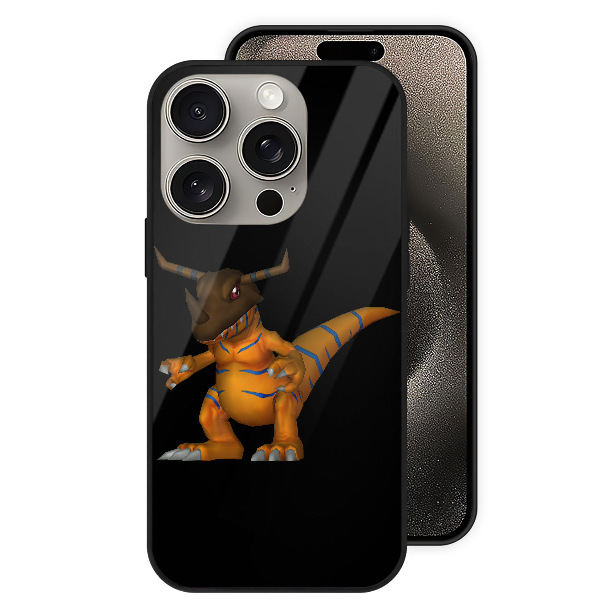 （画像用） Digimon デジタルモンスター/デジモン 【iPhone15Pro対応】スマホケース 耐衝撃＆黄変防止 背面ガラス