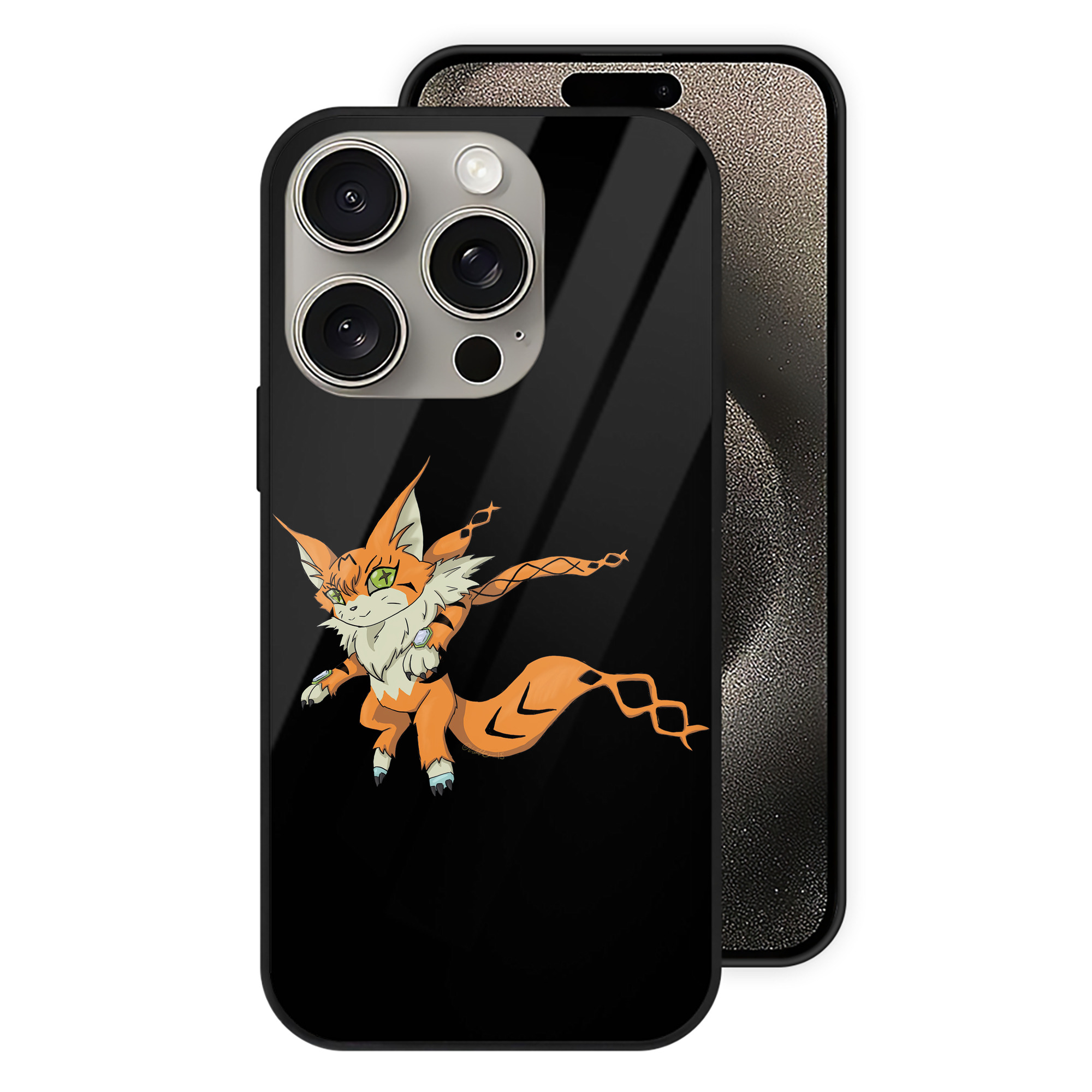 （画像用） Digimon デジタルモンスター/デジモン 【iPhone15Pro対応】スマホケース 耐衝撃＆黄変防止 背面ガラス