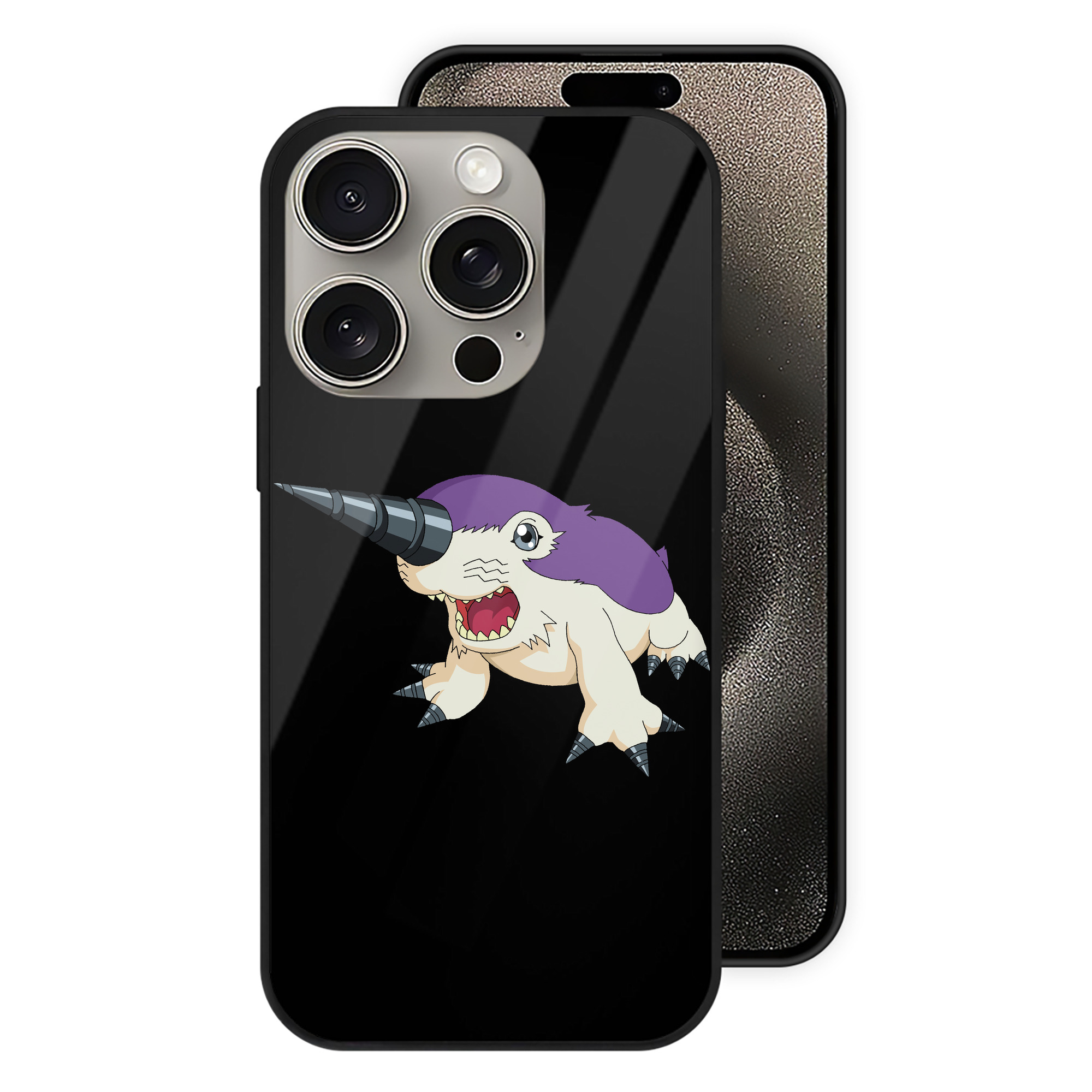 （画像用） Digimon デジタルモンスター/デジモン 【iPhone15Pro対応】スマホケース 耐衝撃＆黄変防止 背面ガラス