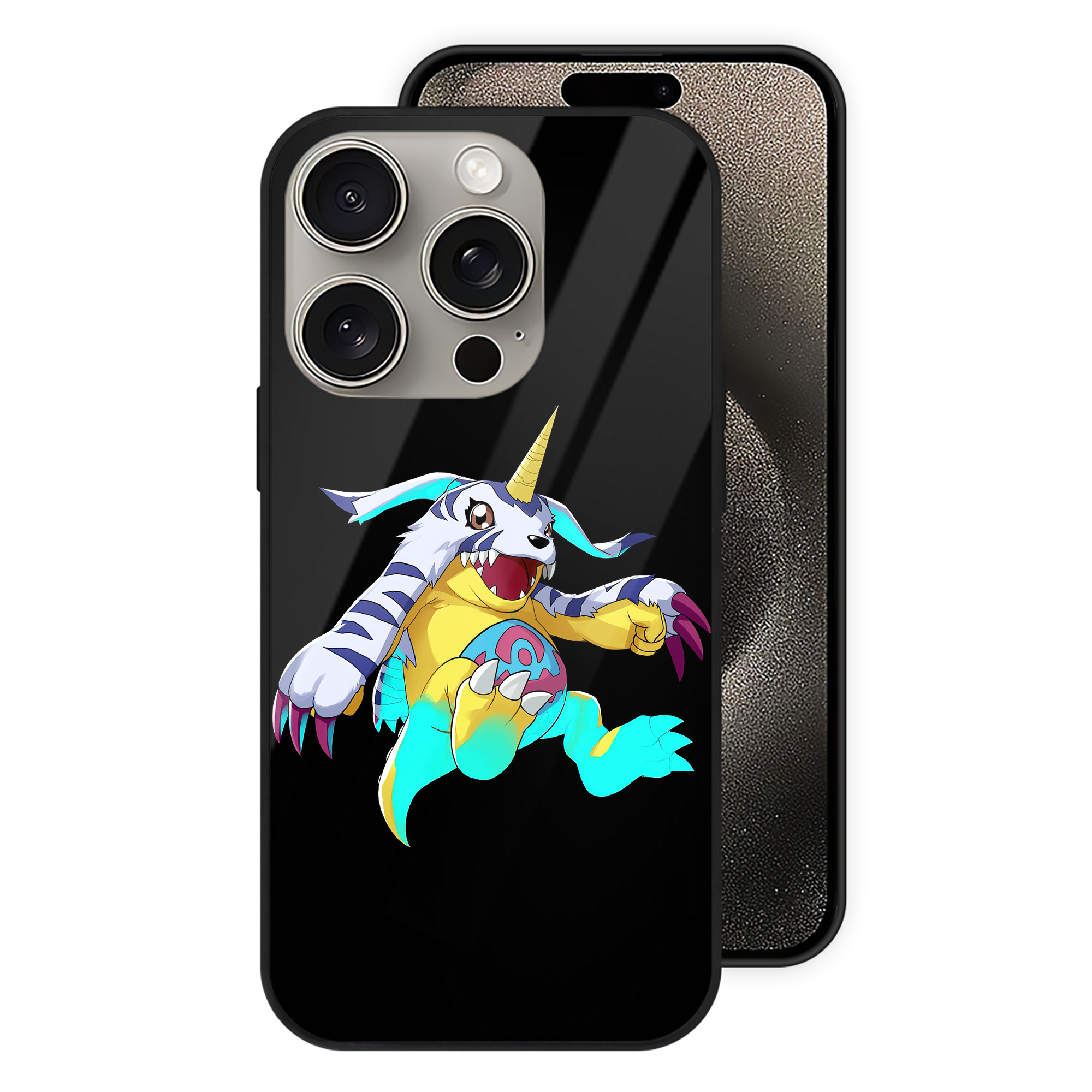 （画像用） Digimon デジタルモンスター/デジモン 【iPhone15Pro対応】スマホケース 耐衝撃＆黄変防止 背面ガラス