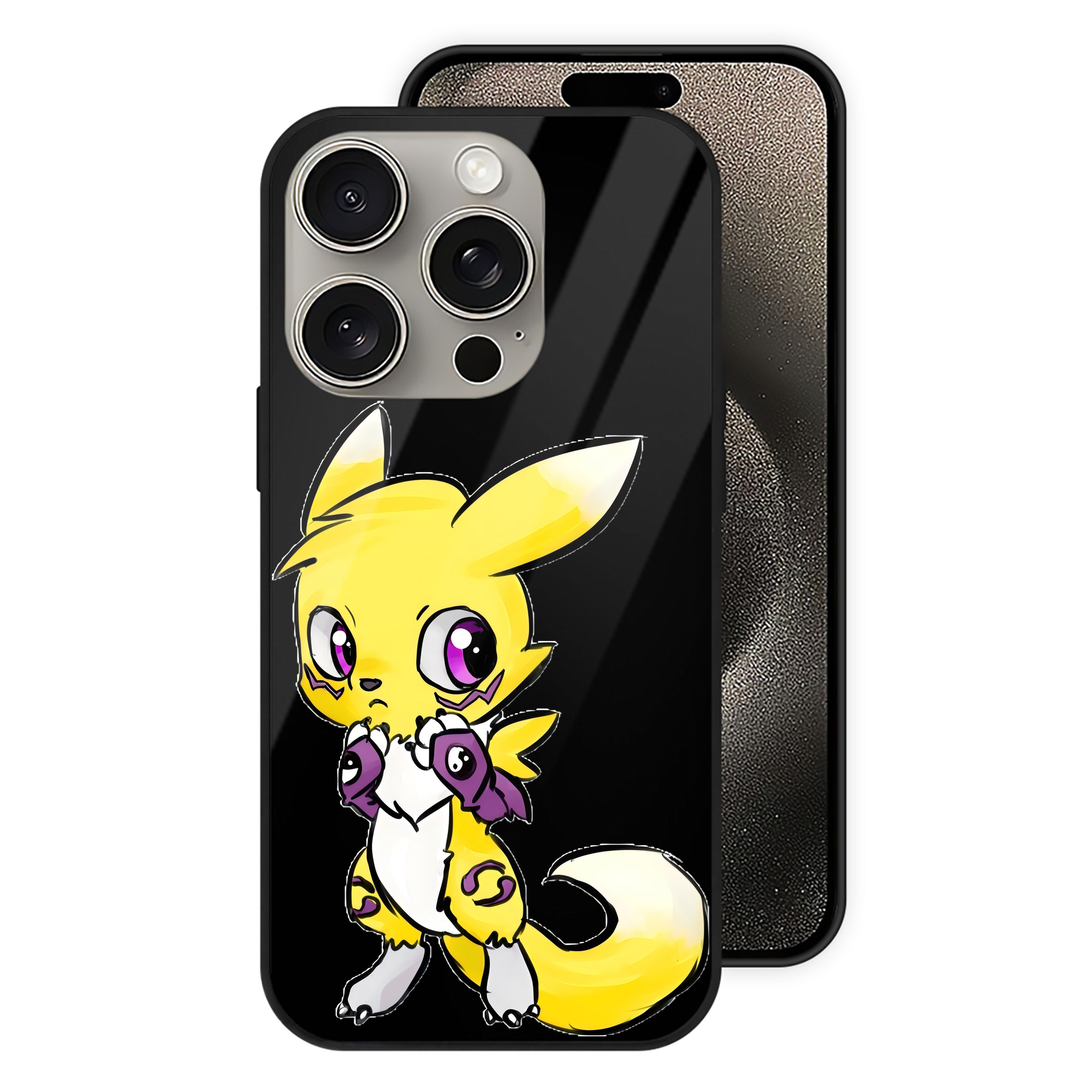 （画像用） Digimon デジタルモンスター/デジモン 【iPhone15Pro対応】スマホケース 耐衝撃＆黄変防止 背面ガラス