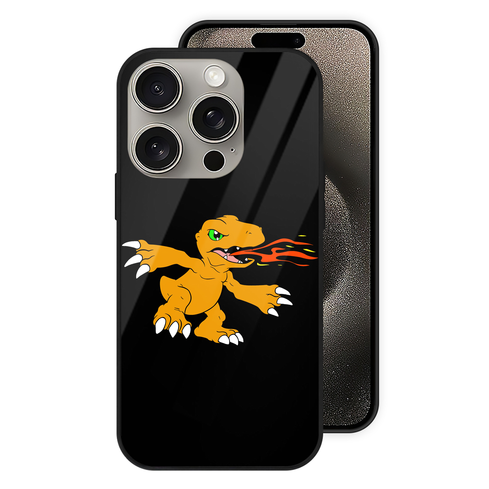 （画像用） Digimon デジタルモンスター/デジモン 【iPhone15Pro対応】スマホケース 耐衝撃＆黄変防止 背面ガラス