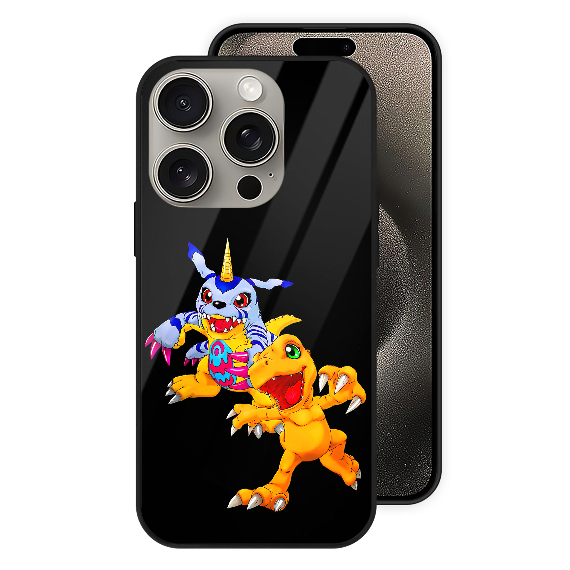 （画像用） Digimon デジタルモンスター/デジモン 【iPhone15Pro対応】スマホケース 耐衝撃＆黄変防止 背面ガラス