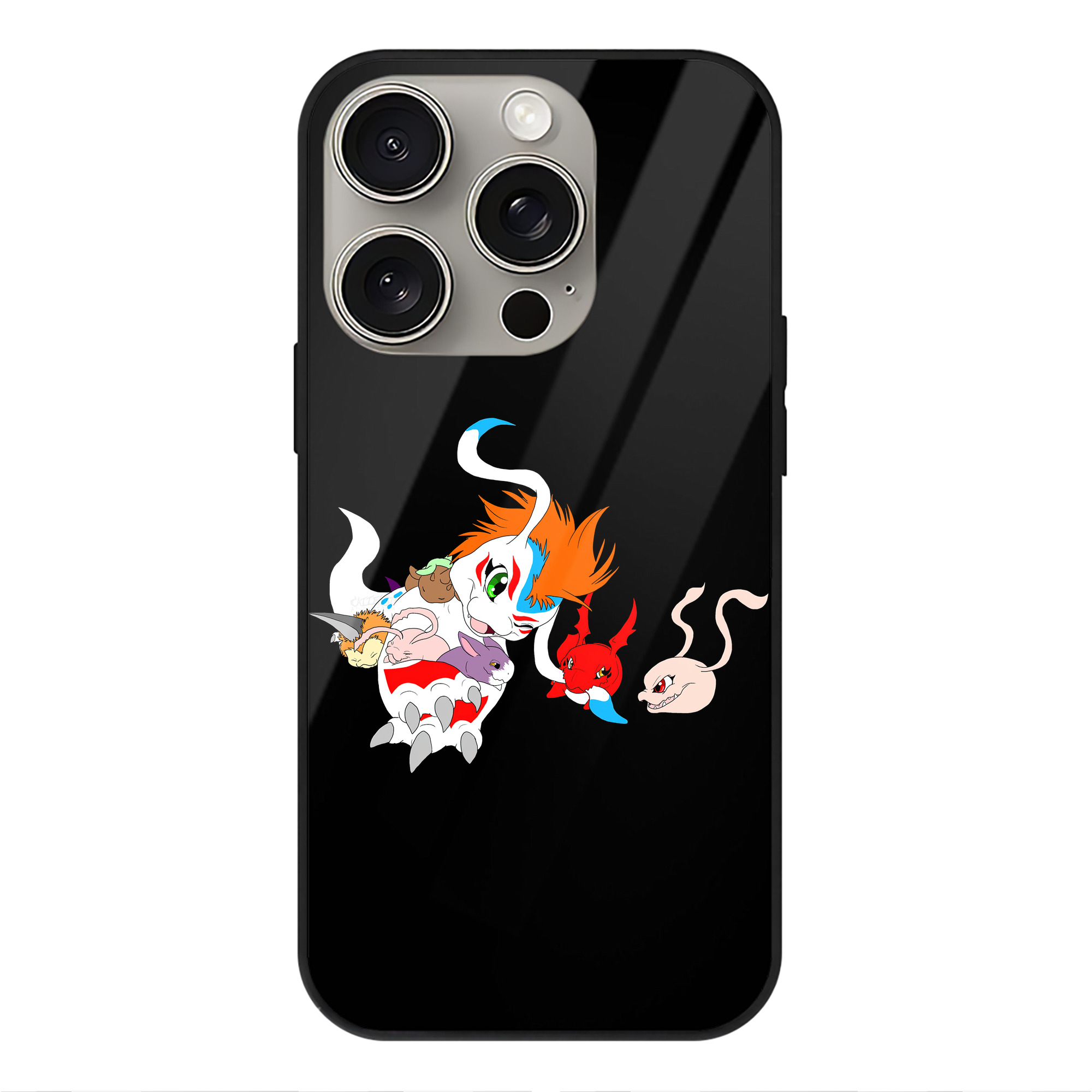 （画像用） Digimon デジタルモンスター/デジモン 【iPhone15Pro対応】スマホケース 耐衝撃＆黄変防止 背面ガラス